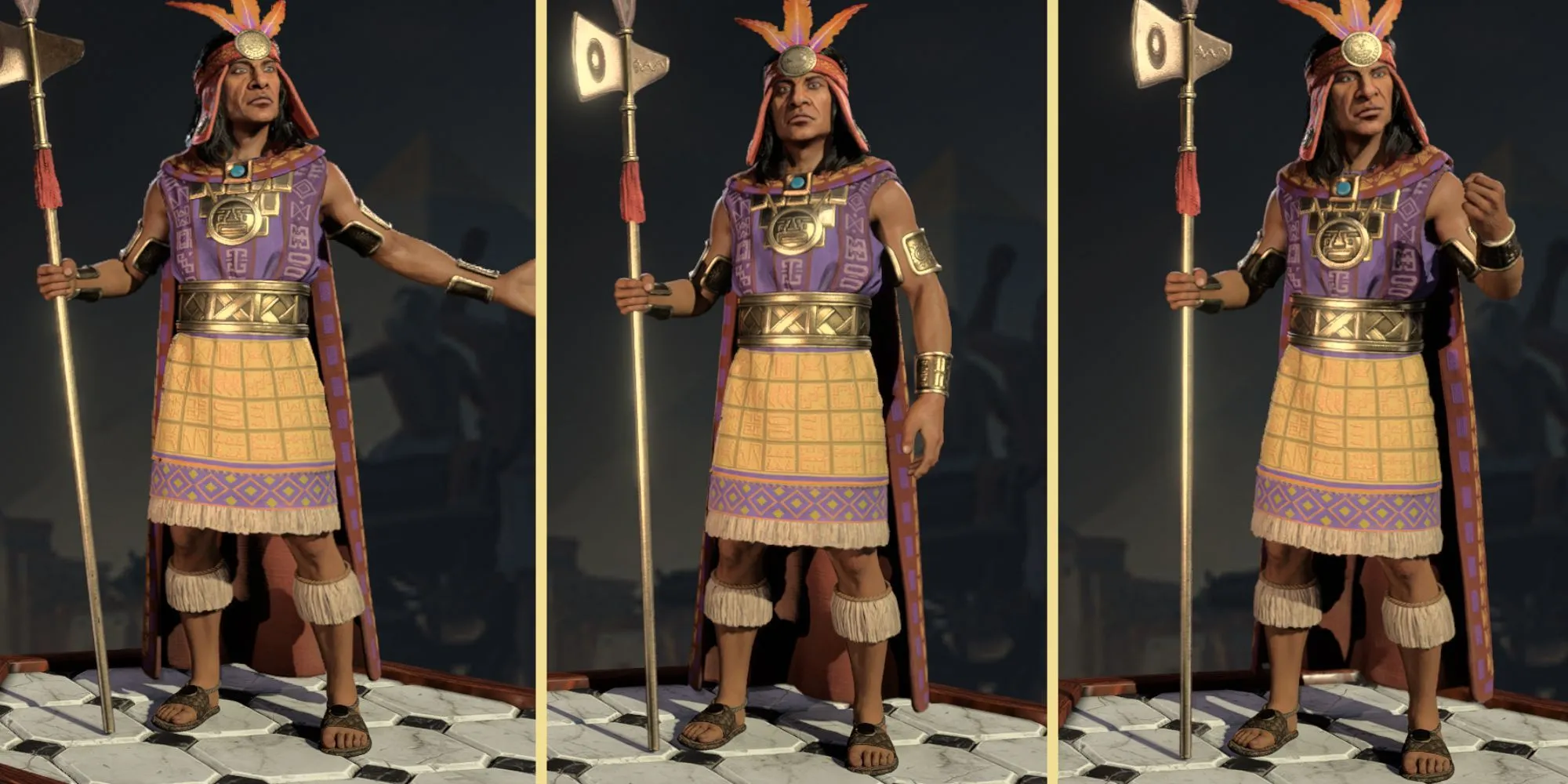 Pachacuti trong Civilization VII, đứng giữa các dãy núi
