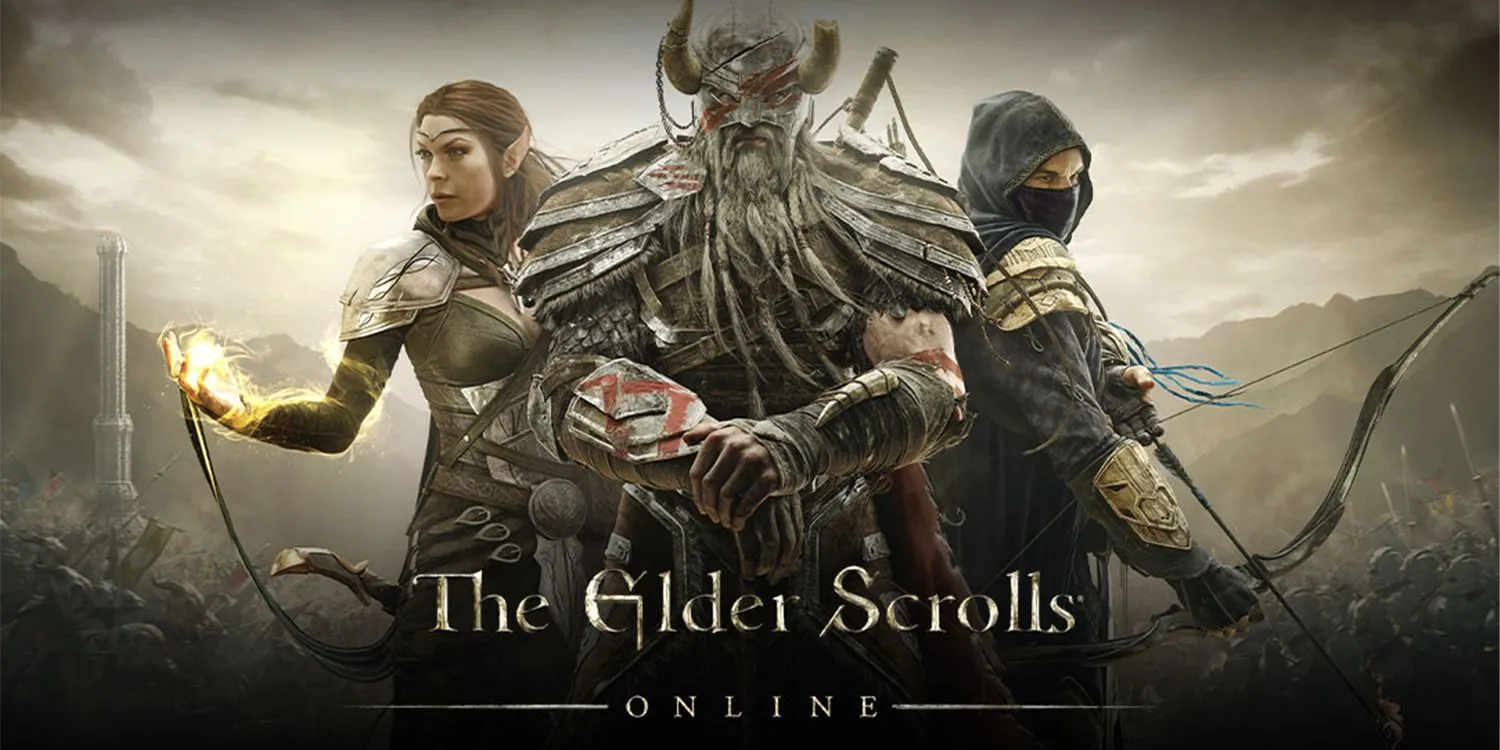Poster game The Elder Scrolls Online, giới thiệu về thế giới giả tưởng rộng lớn và lối chơi nhập vai