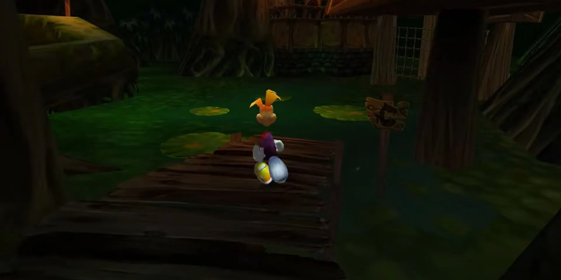 Rayman trượt nước trong Đầm Lầy Thức Tỉnh (Marshes of Awakening) của Rayman 2