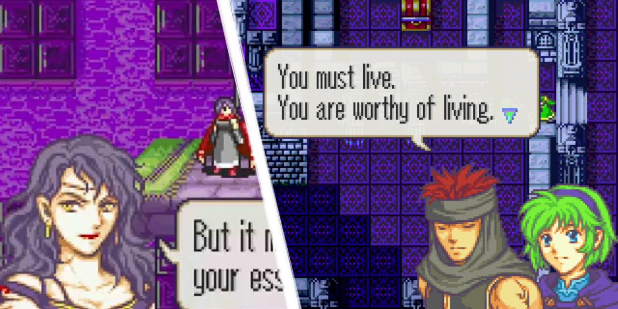 Sonia và Jaffar đối đầu trong nhiệm vụ Night of Farewells trong Fire Emblem: The Blazing Blade