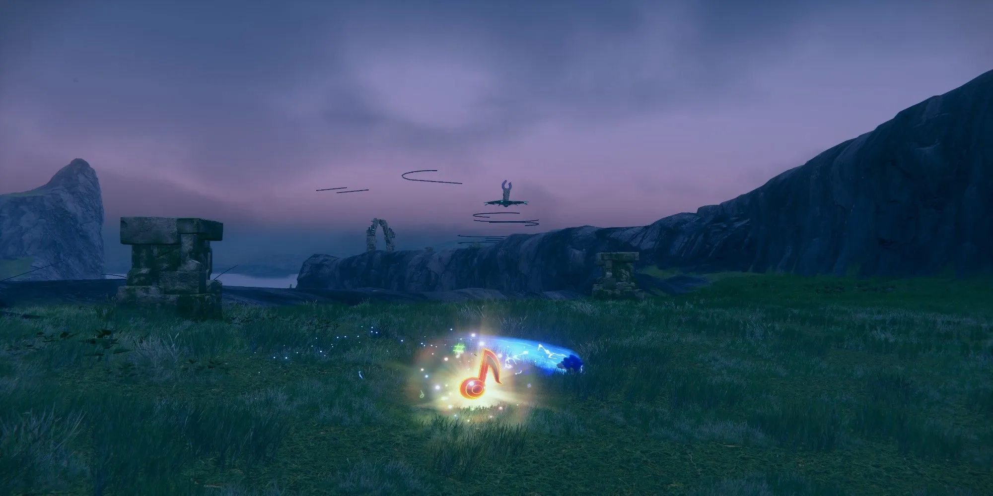 Sonic Frontiers Ouranos Island Sonic đang chạy quanh máy hát tự động
