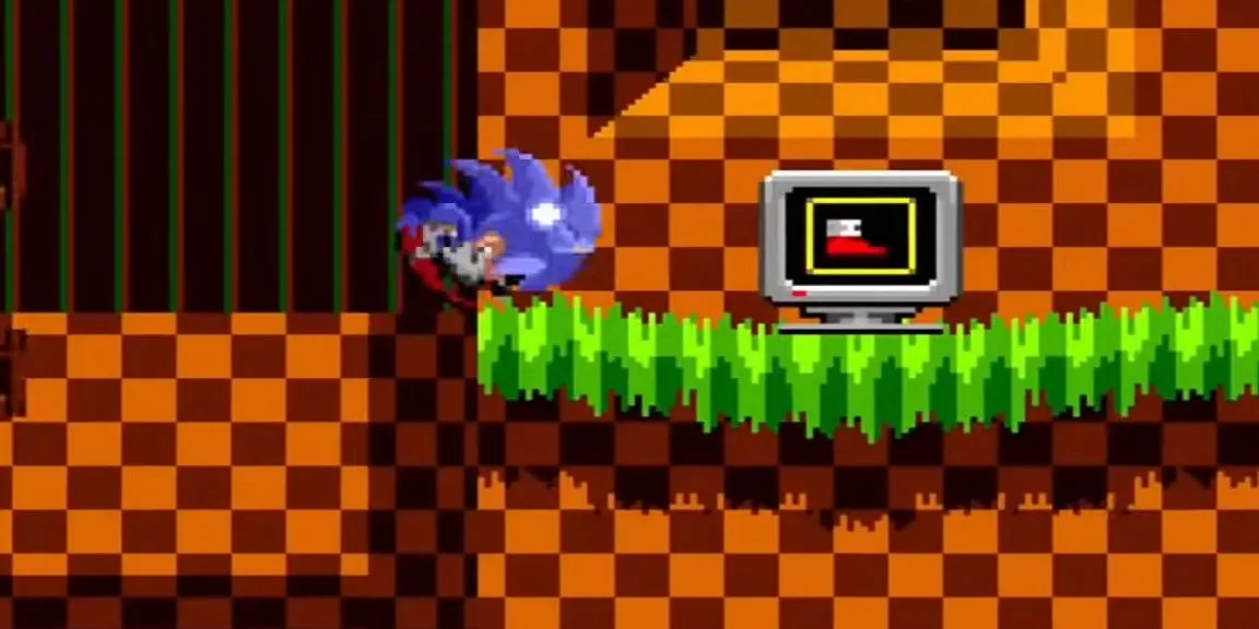 Sonic lao về phía Power Sneakers trong Sonic the Hedgehog.