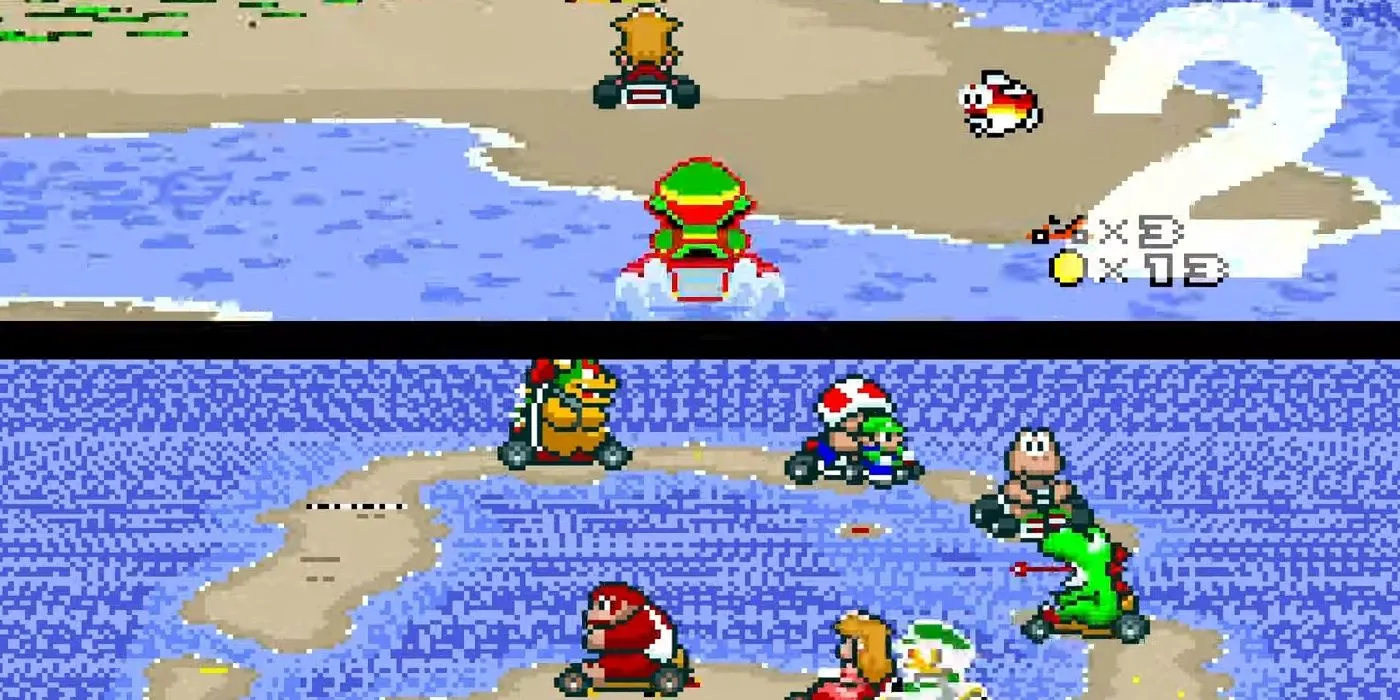 Sử dụng Starman trong Super Mario Kart.
