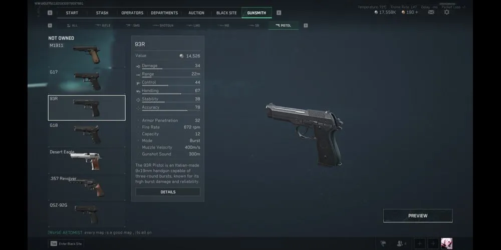 Súng lục 93R bắn loạt hiệu quả trong Delta Force