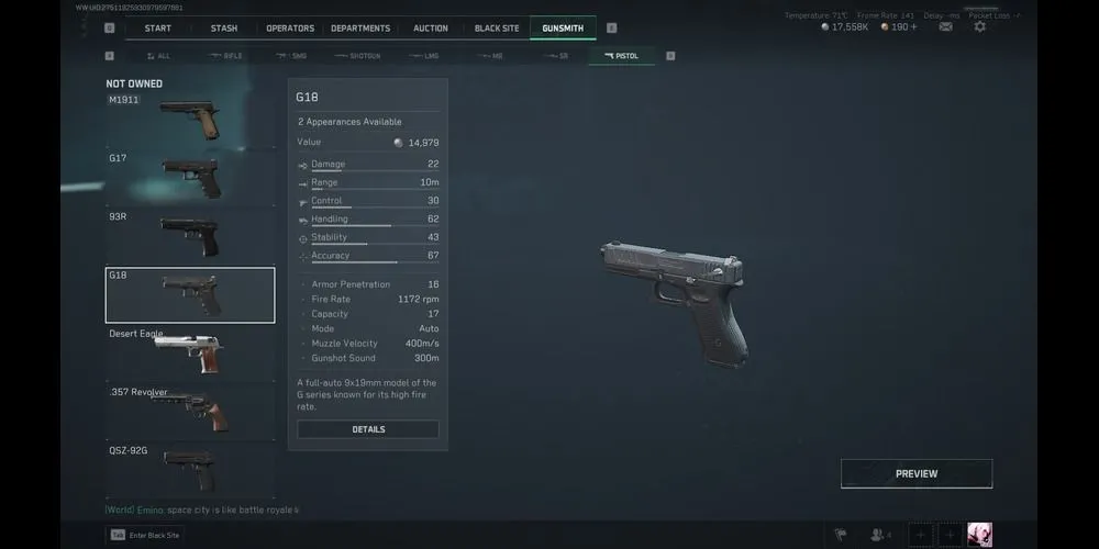 Súng lục G18 hiệu quả tầm gần trong Delta Force