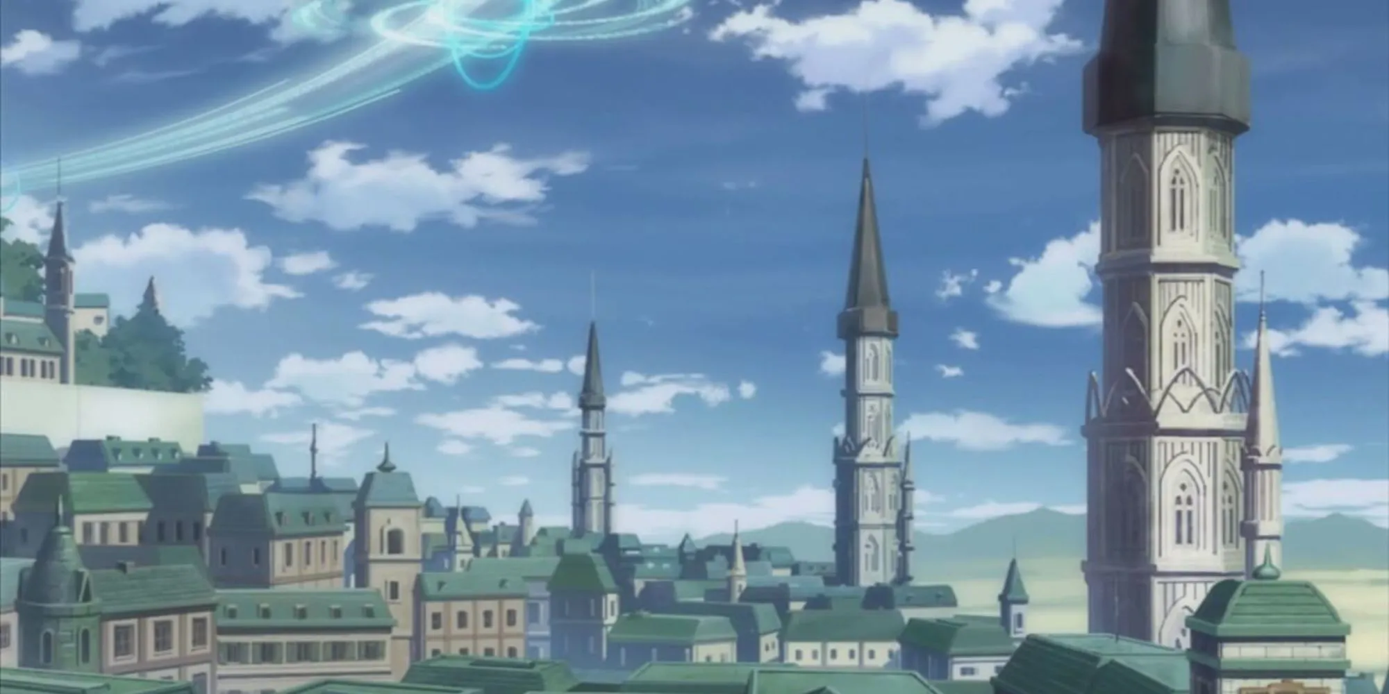 Thành phố hoàng gia Zaphias trong Tales of Vesperia, với kiến trúc phân chia rõ ràng các tầng lớp xã hội