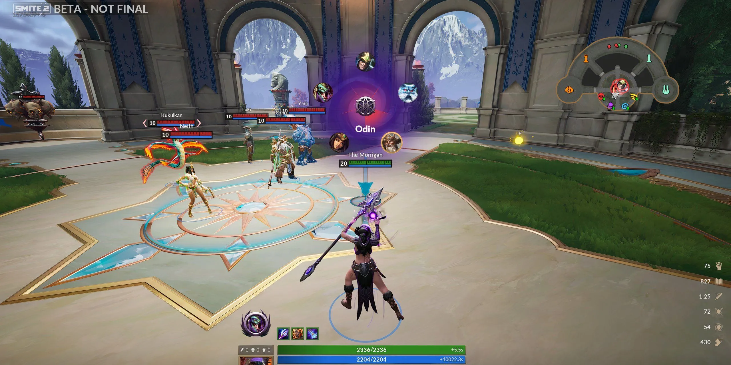 The Morrigan đang chọn vị thần để biến hình bằng chiêu cuối Changeling trong SMITE 2