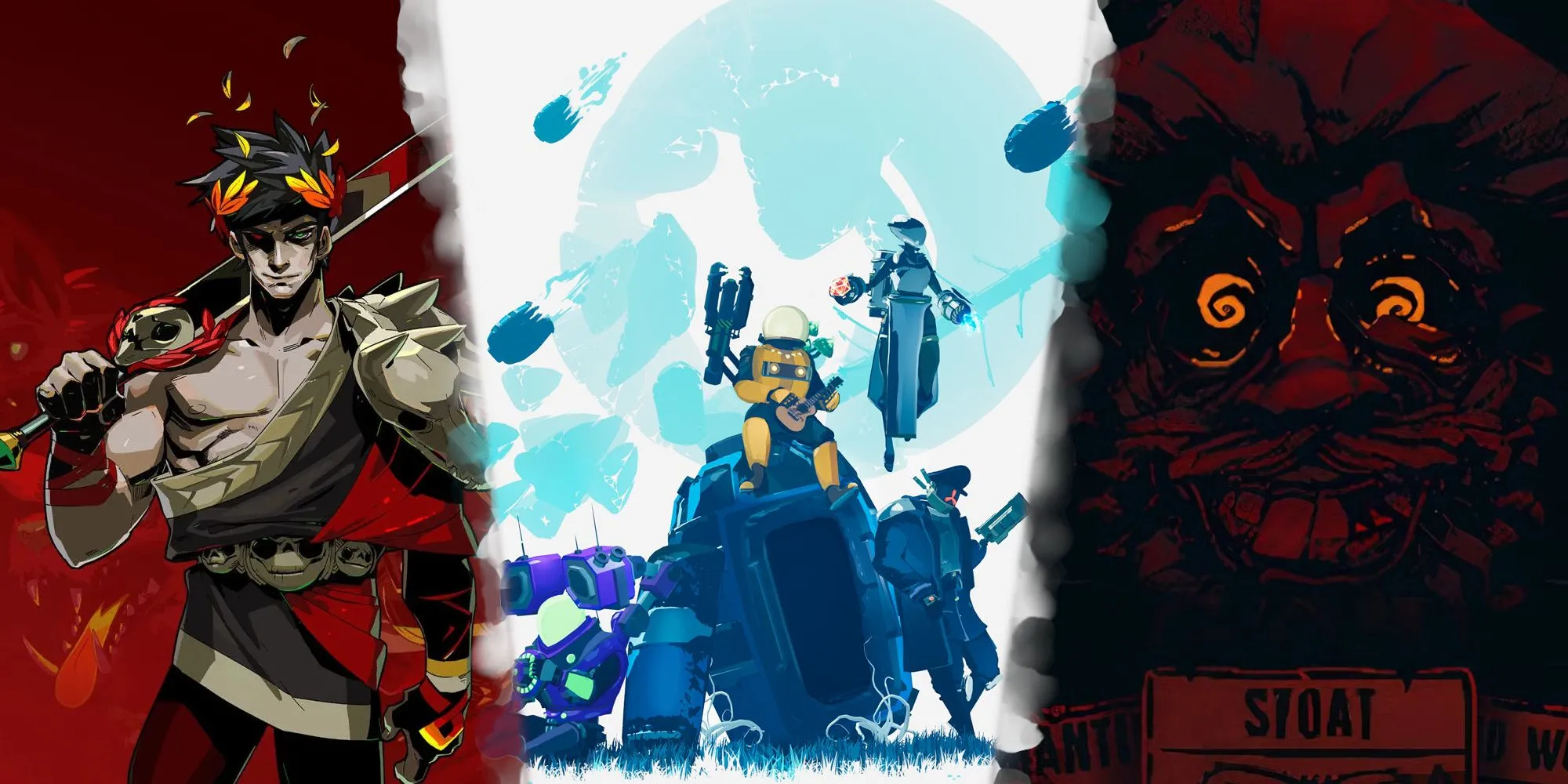 Thumbnail game roguelike 3D, gồm Hades, Risk of Rain 2, Inscryption