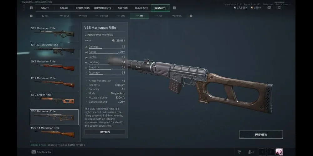 VSS với độ giật cao trong Delta Force