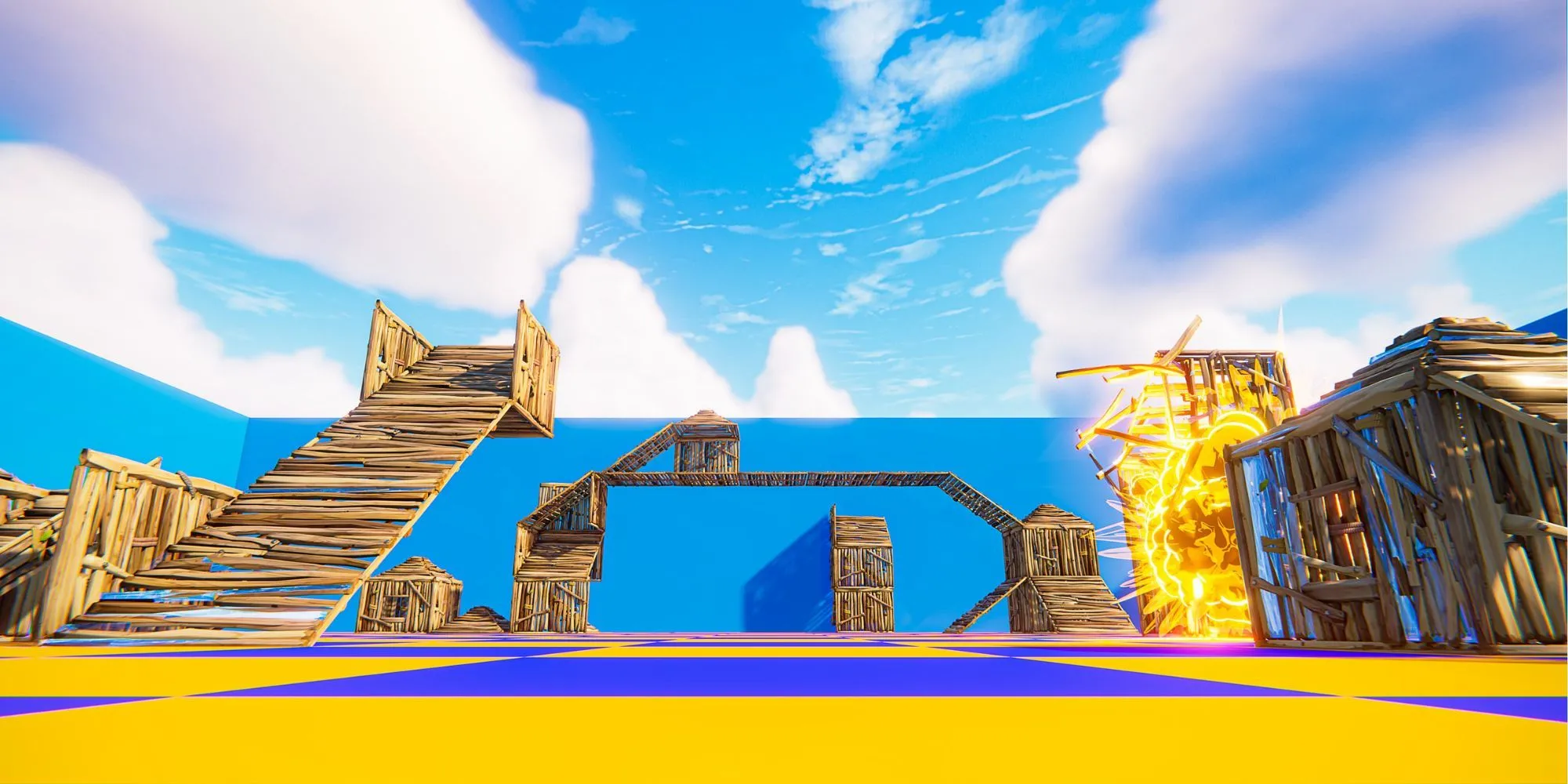 Cận cảnh khu vực chơi The Pit trong Fortnite, một đấu trường hỗn loạn và không ngừng nghỉ.