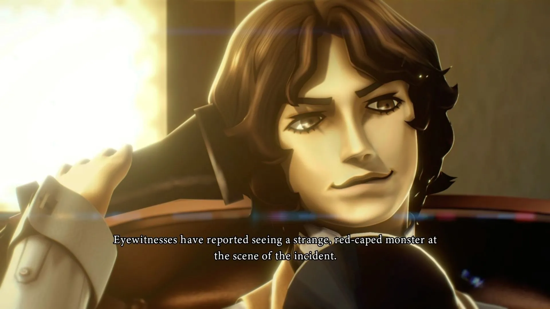 Cảnh cắt (cutscene) trong RAIDOU Remastered, cho thấy đồ họa được cải tiến so với bản gốc