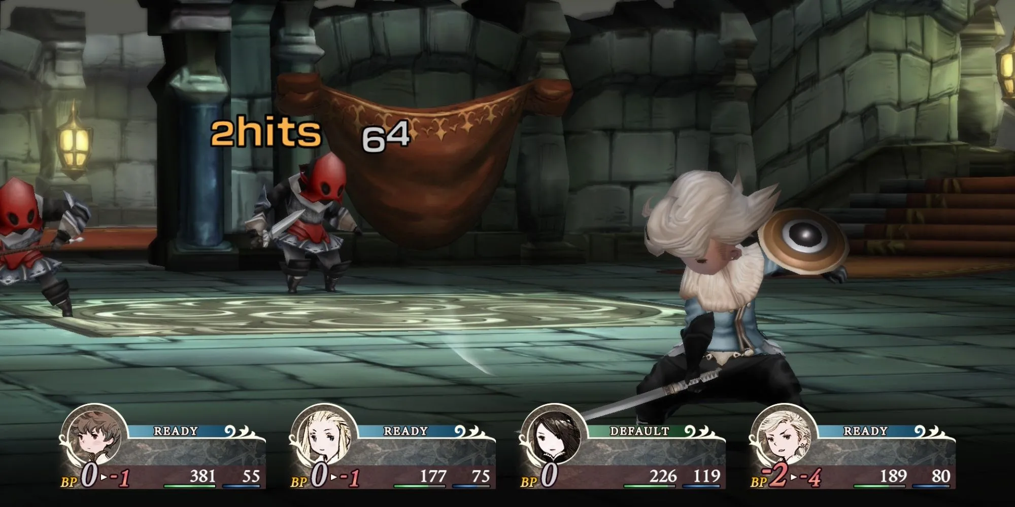 Cảnh chiến đấu trong game Bravely Default HD trên Nintendo Switch 2