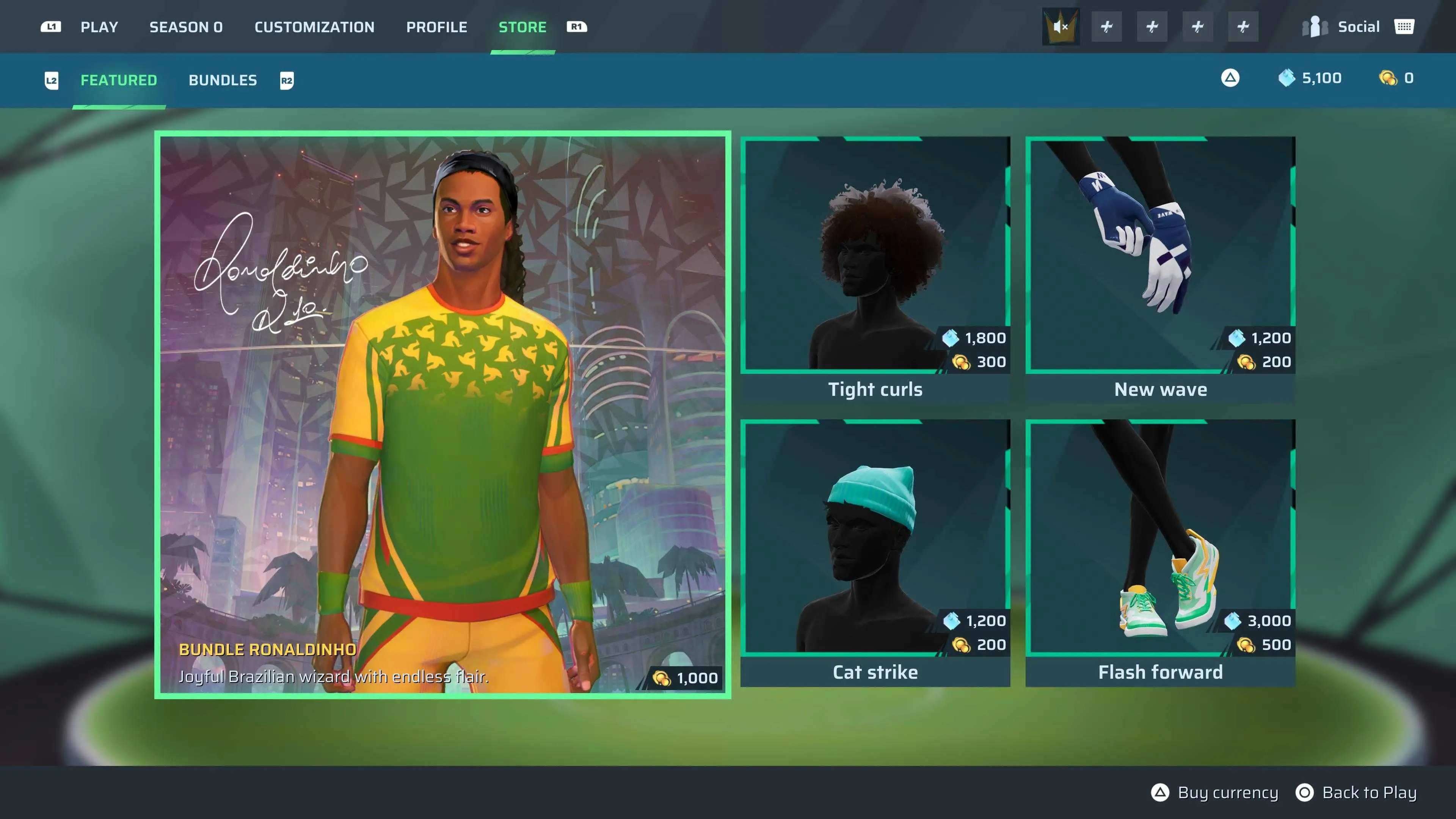Gói vật phẩm Ronaldinho trong game Rematch, ví dụ về nội dung cosmetic có trả phí