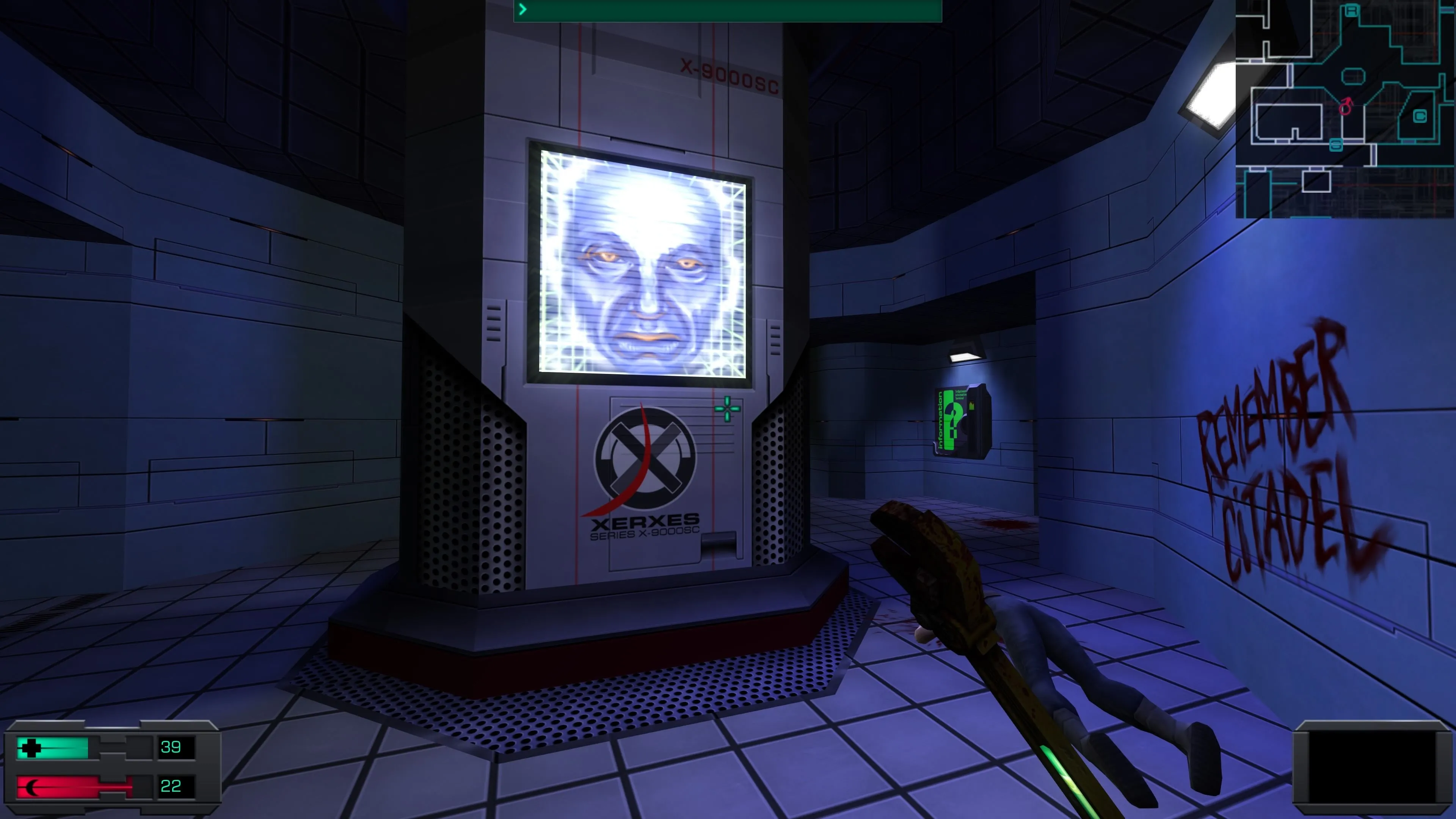 Gương mặt của XERXES trong System Shock 2 Remaster