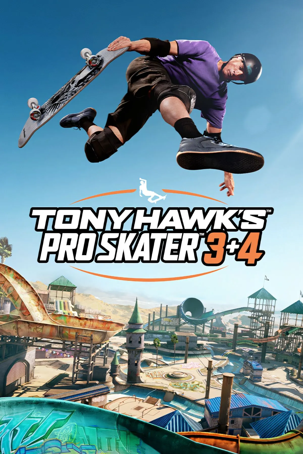 Hình ảnh bìa Tony Hawk's Pro Skater 3 + 4 thể hiện phong cách game trượt ván