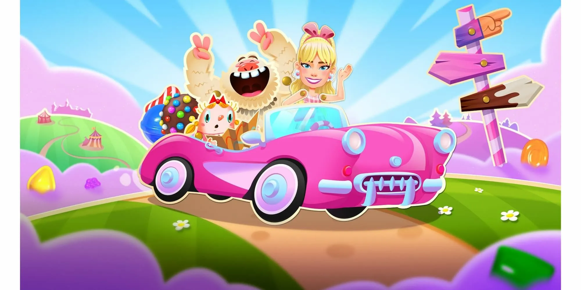 Hình ảnh quảng bá sự kiện hợp tác giữa Barbie và Candy Crush Saga, minh họa cho tầm vóc và giá trị của game Candy Crush của King Games.