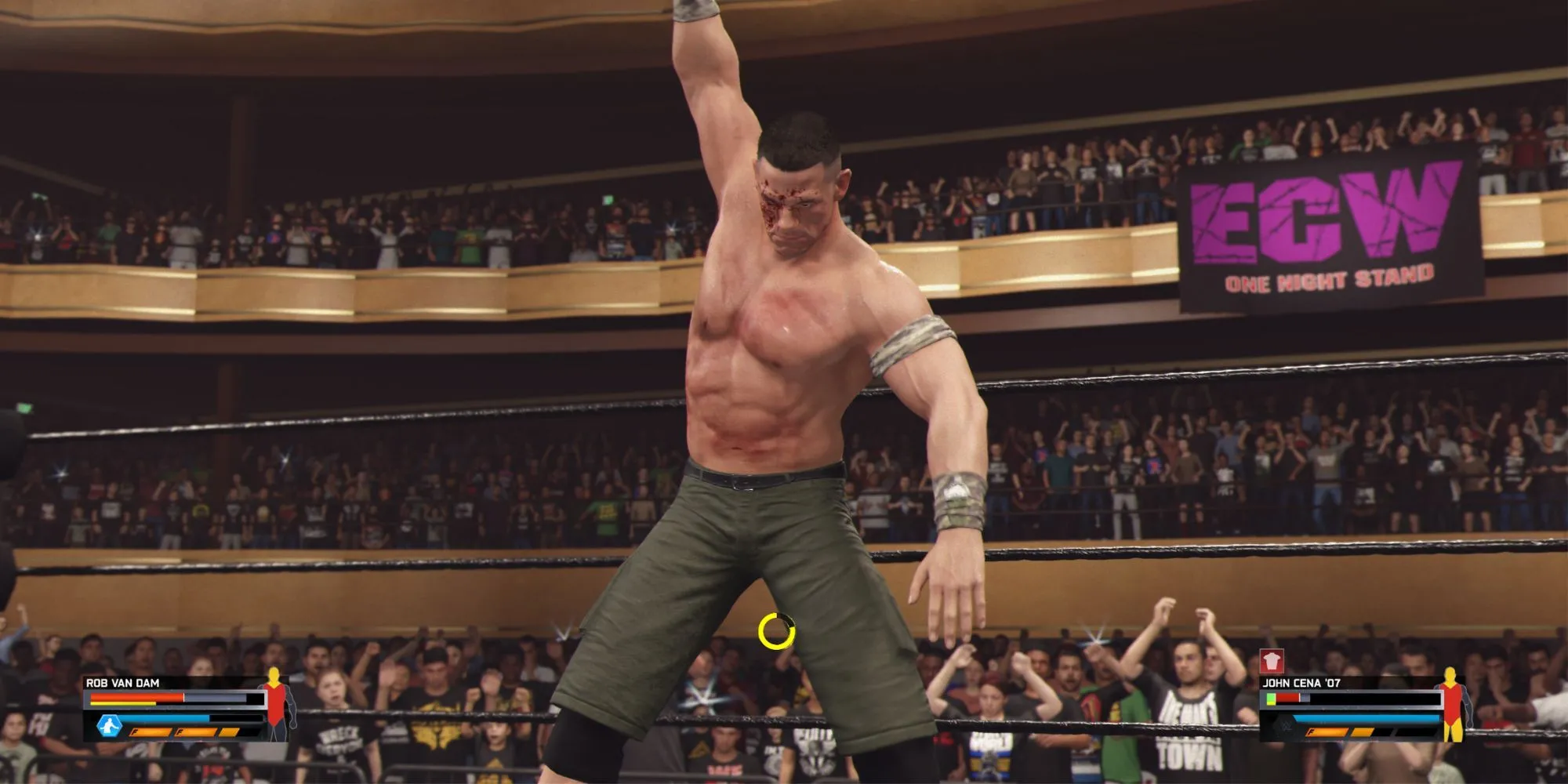 John Cena trong WWE 2K25 thể hiện sức mạnh trên sàn đấu