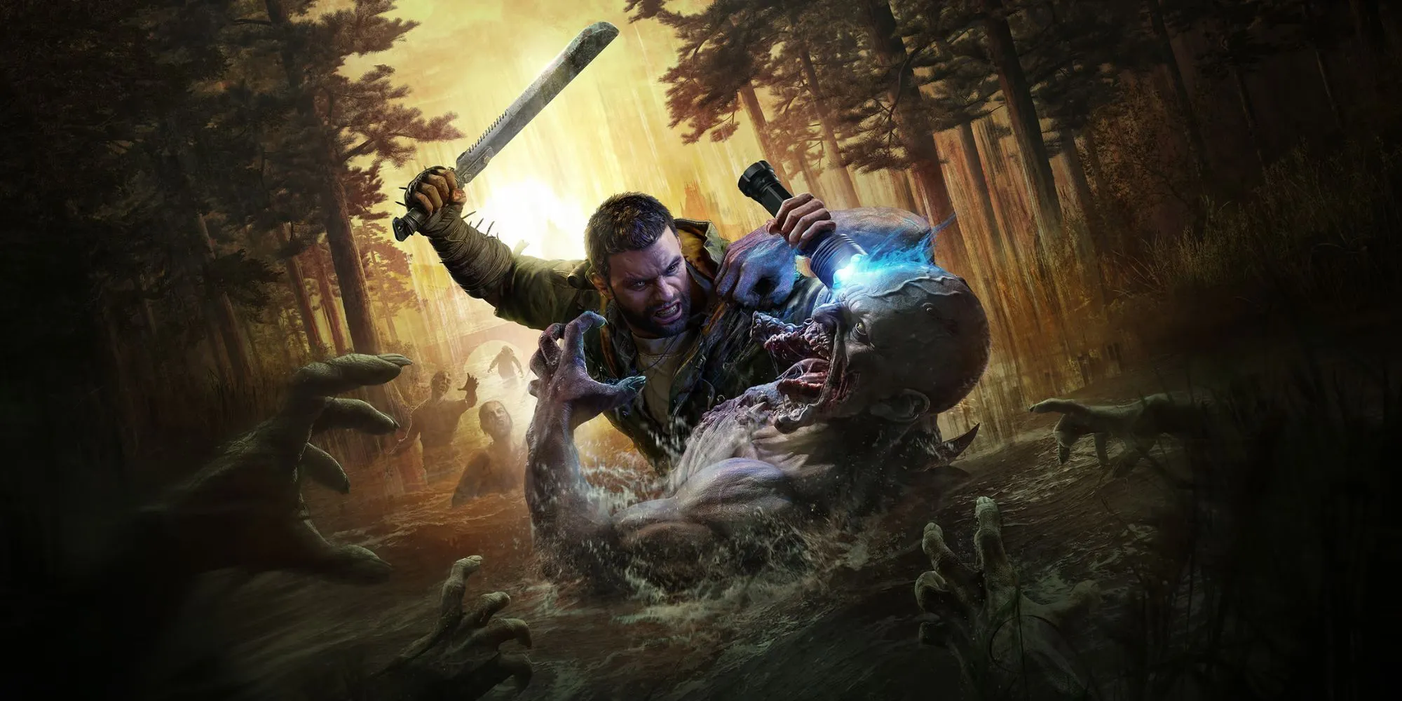 Kyle Crane đối mặt với bầy zombie trong bối cảnh thành phố Dying Light The Beast, tái hiện không khí kinh hoàng ban đêm