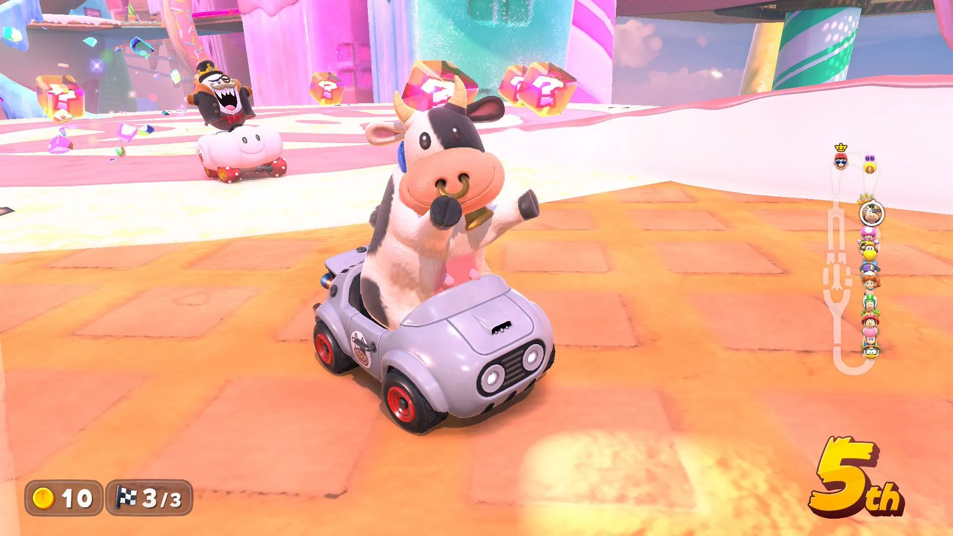 Nhân vật Cow mới xuất hiện trong danh sách tay đua của Mario Kart World