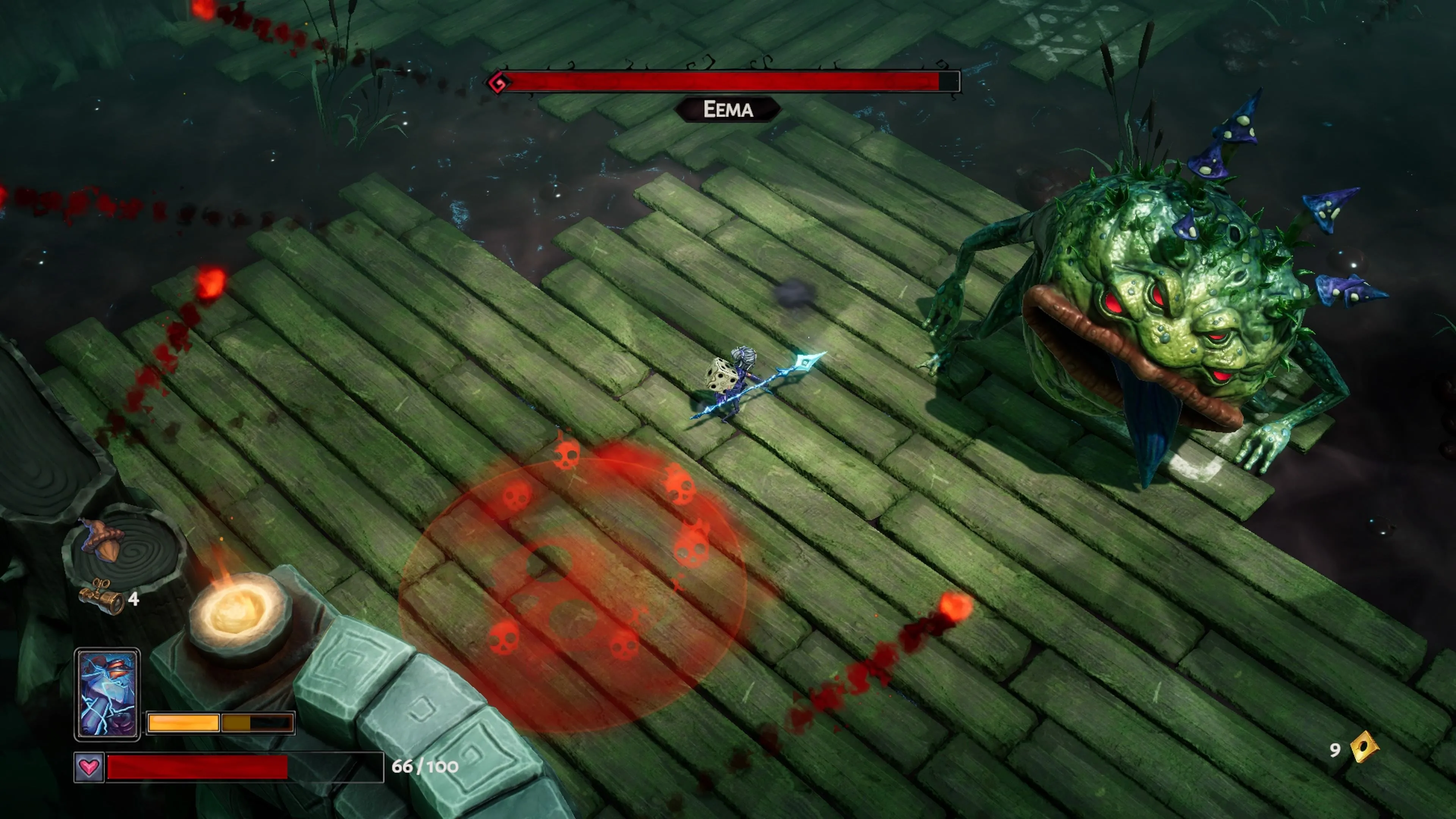Trận đấu boss ếch khổng lồ trong Lost In Random: The Eternal Die