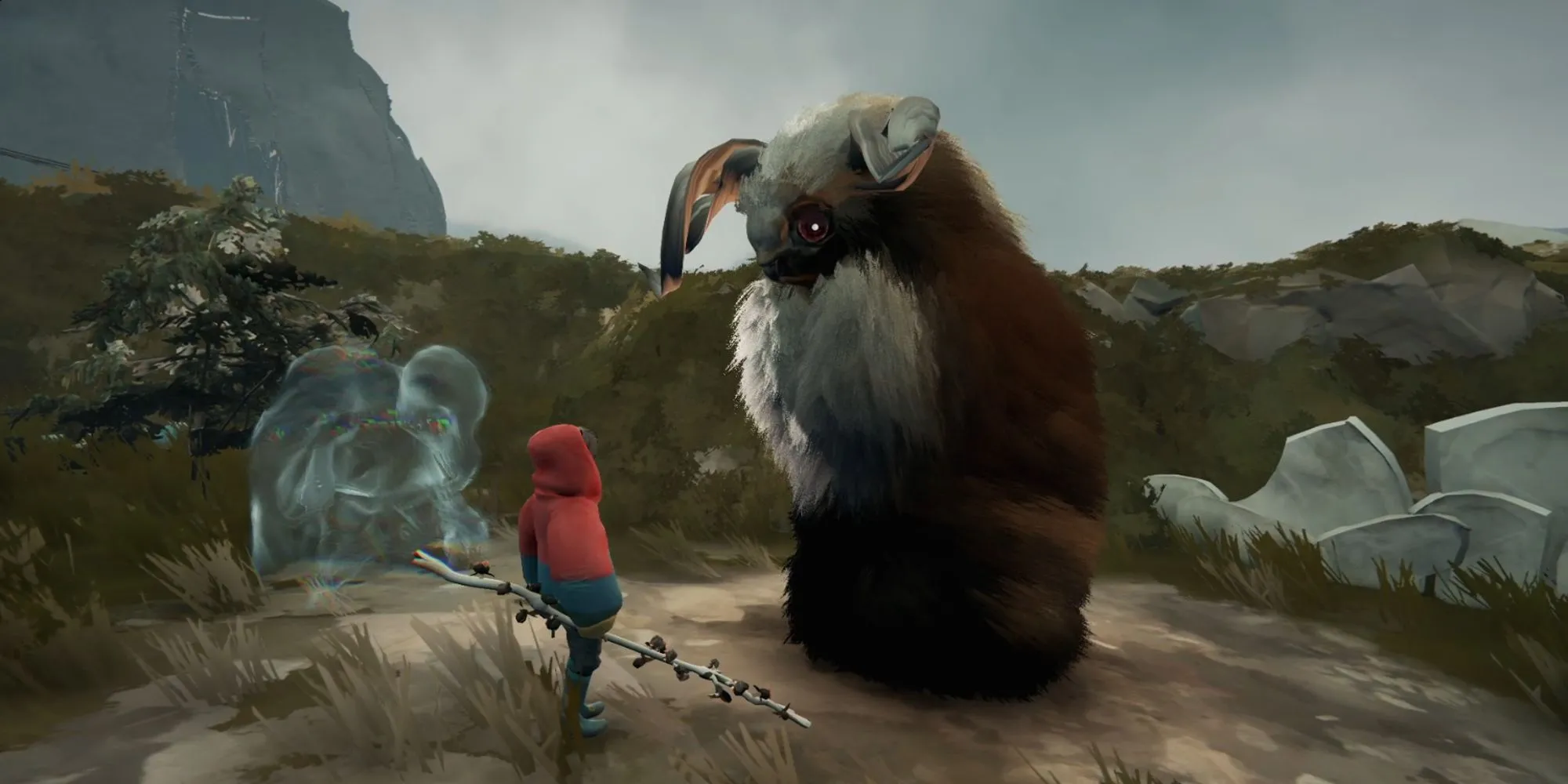 Calicorn Herdling đang được chăn dắt giữa cảnh quan tươi đẹp trong game.