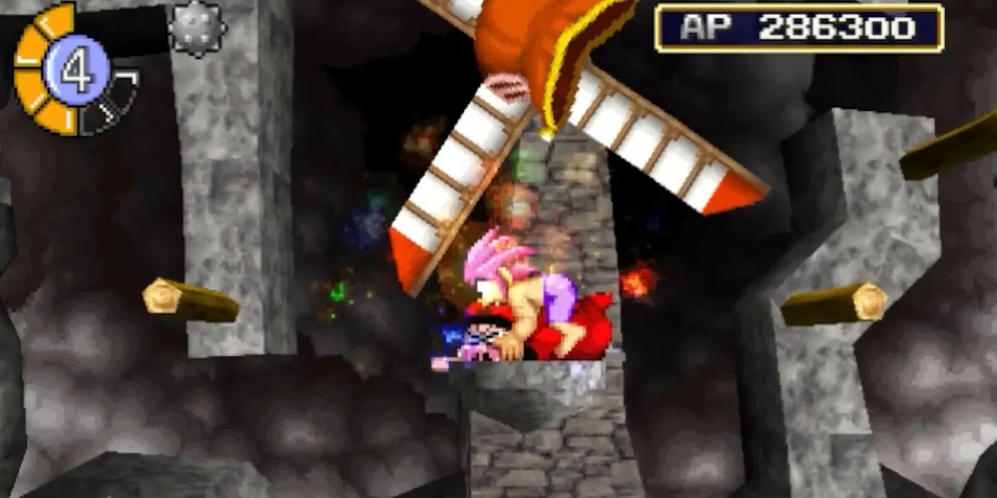 Gameplay của Tomba! với khung cảnh đầy màu sắc