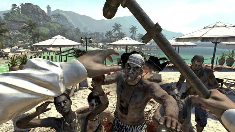 Góc nhìn thứ nhất một người phụ nữ cầm ống nước trong Dead Island