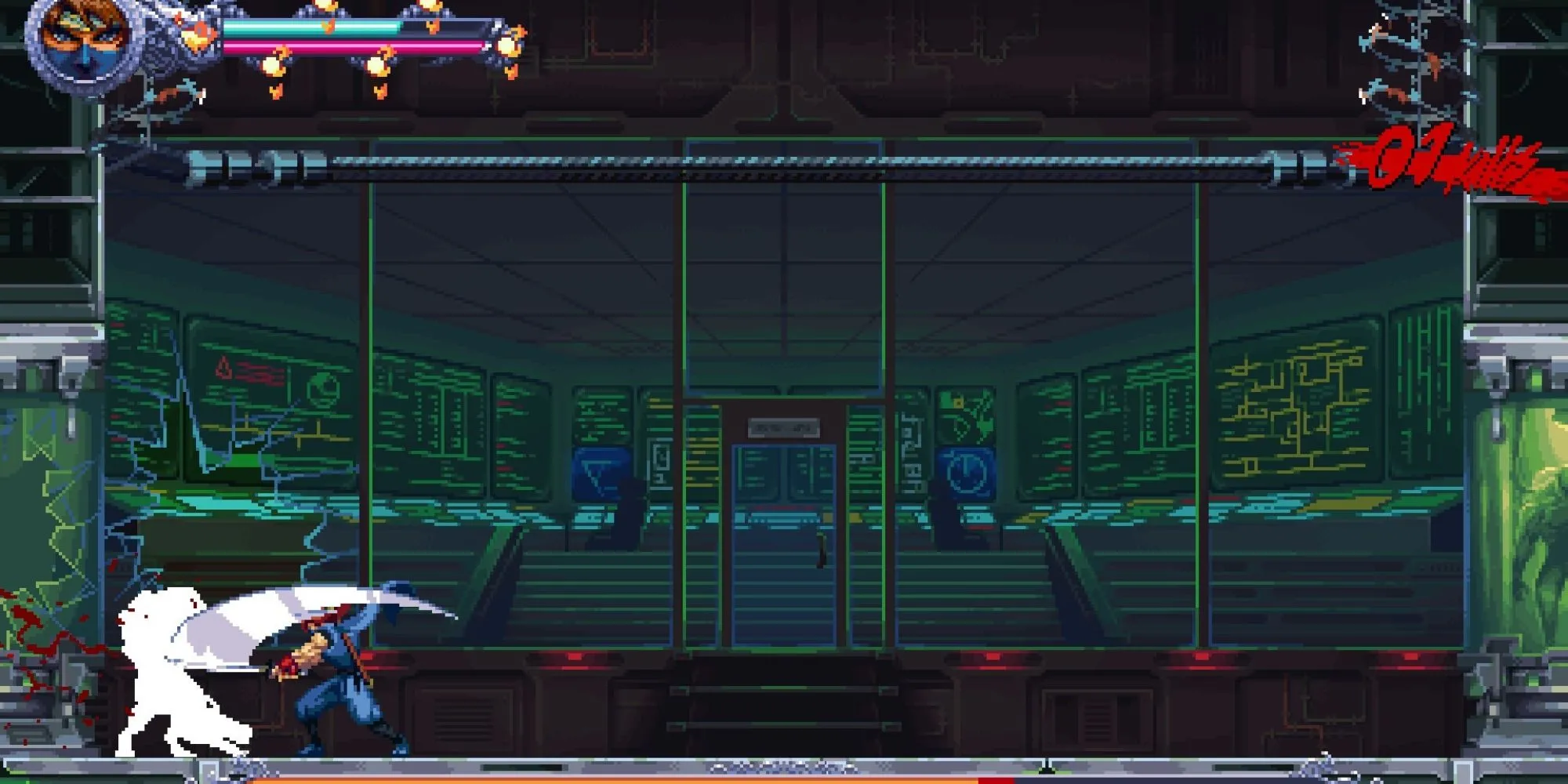 Kenji Mozu né tránh và phản công, minh họa độ khó cao của Ninja Gaiden Ragebound