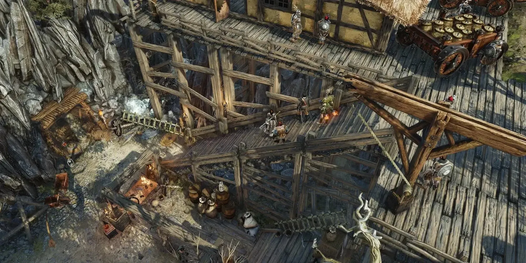 Một pháo đài gỗ kiên cố trong Divinity Original Sin 2, gợi mở về những trận chiến chiến thuật đầy thử thách.
