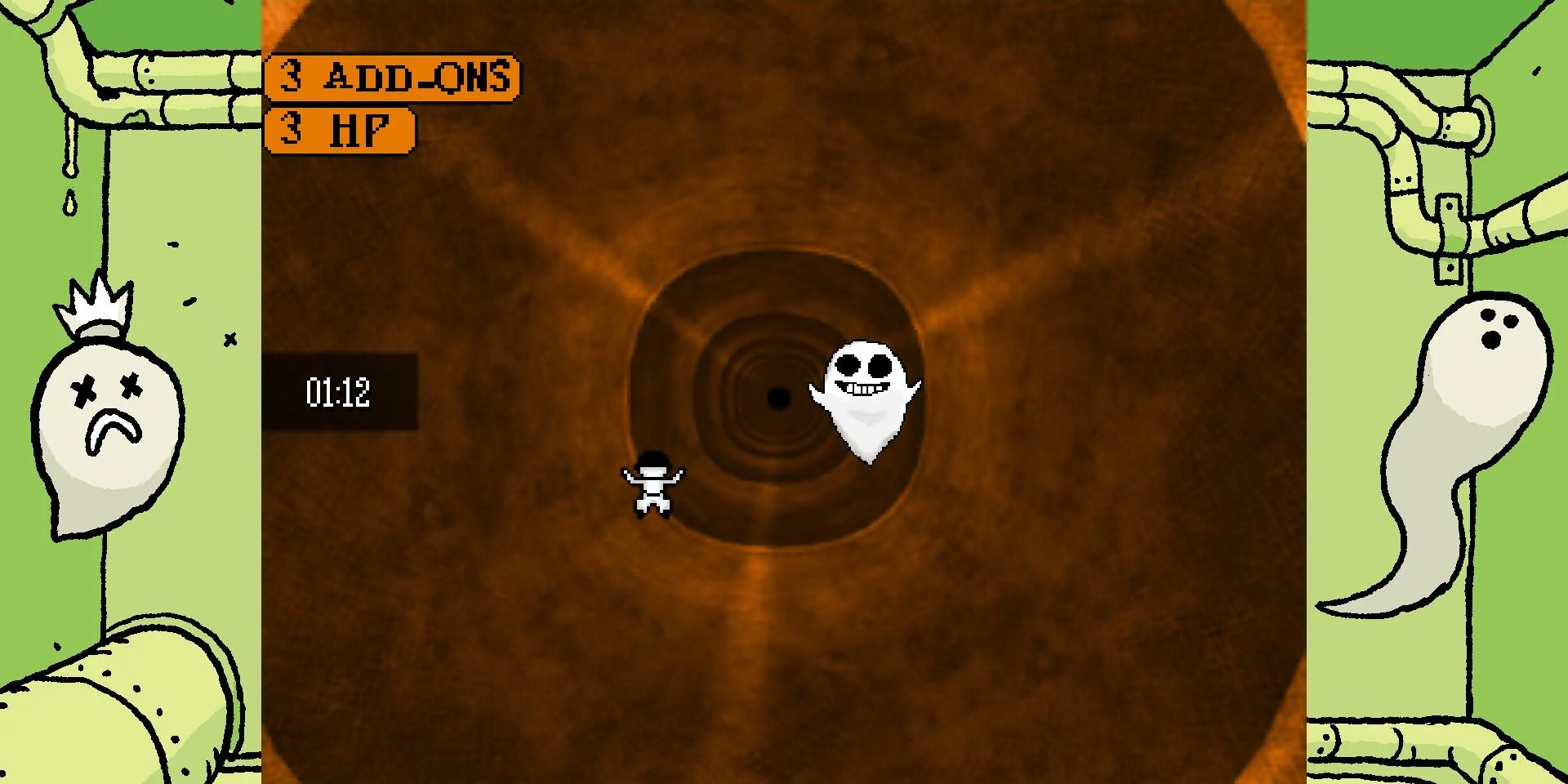 Người chơi rơi xuống một đường ống trong minigame của OFF.