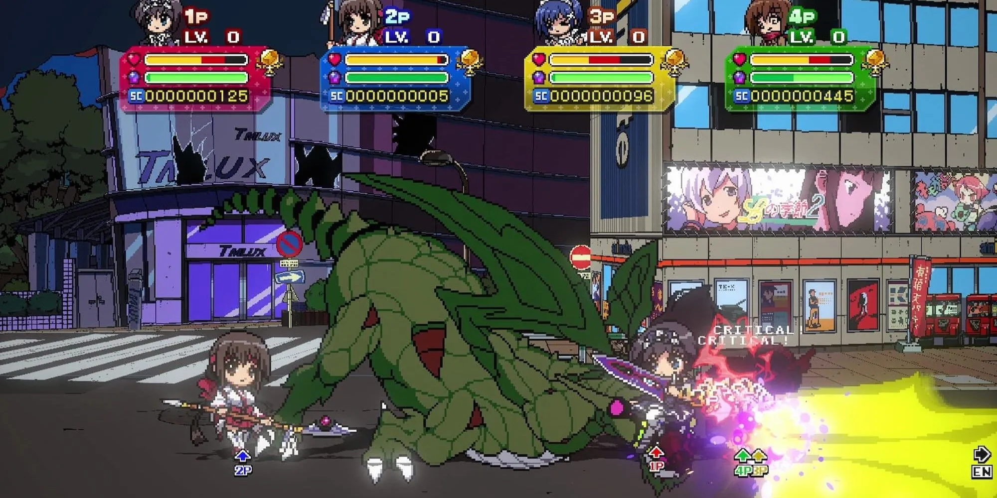 Nhân vật chibi Mikoto tấn công quái vật trong Phantom Breaker Battle Grounds Ultimate