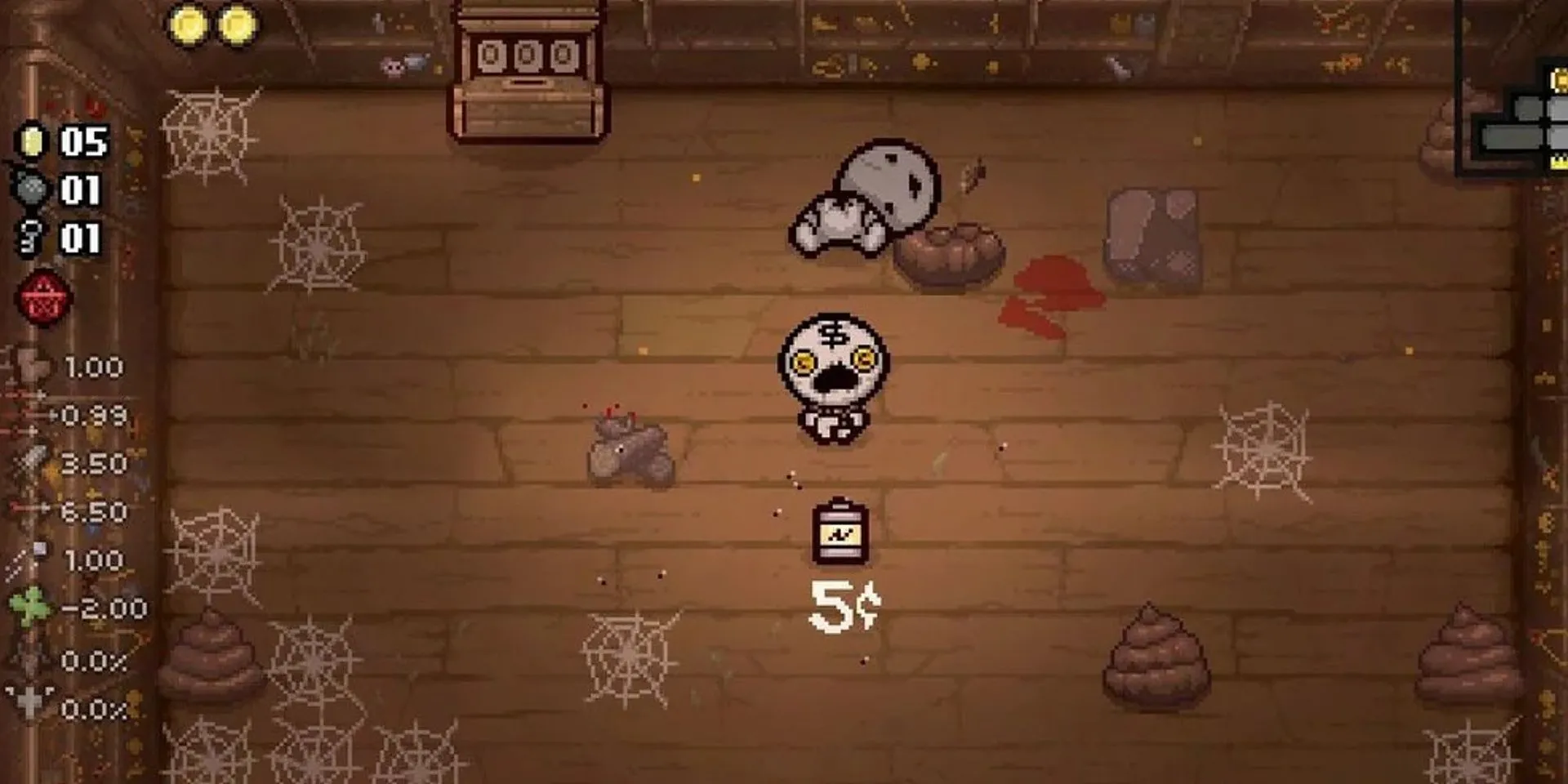 Nhân vật Tainted Keeper trong cửa hàng của The Binding of Isaac: Rebirth, một thành quả của ARG