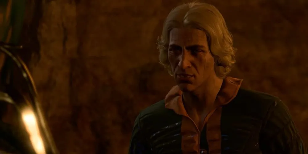 Oskar Fevras, người họa sĩ bị giam cầm, trong hầm trú ẩn của Zhentarim tại Waukeen's Rest, Baldur's Gate 3