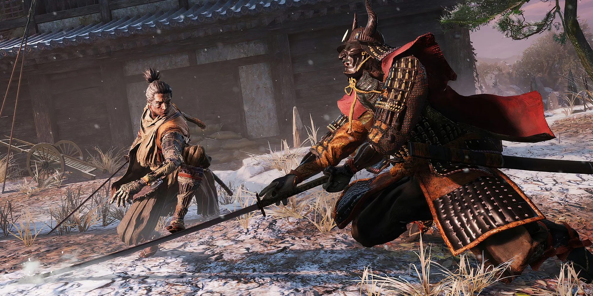 Sekiro thực hiện kỹ năng Mikiri Counter đối phó đòn tấn công của miniboss trong Sekiro: Shadows Die Twice