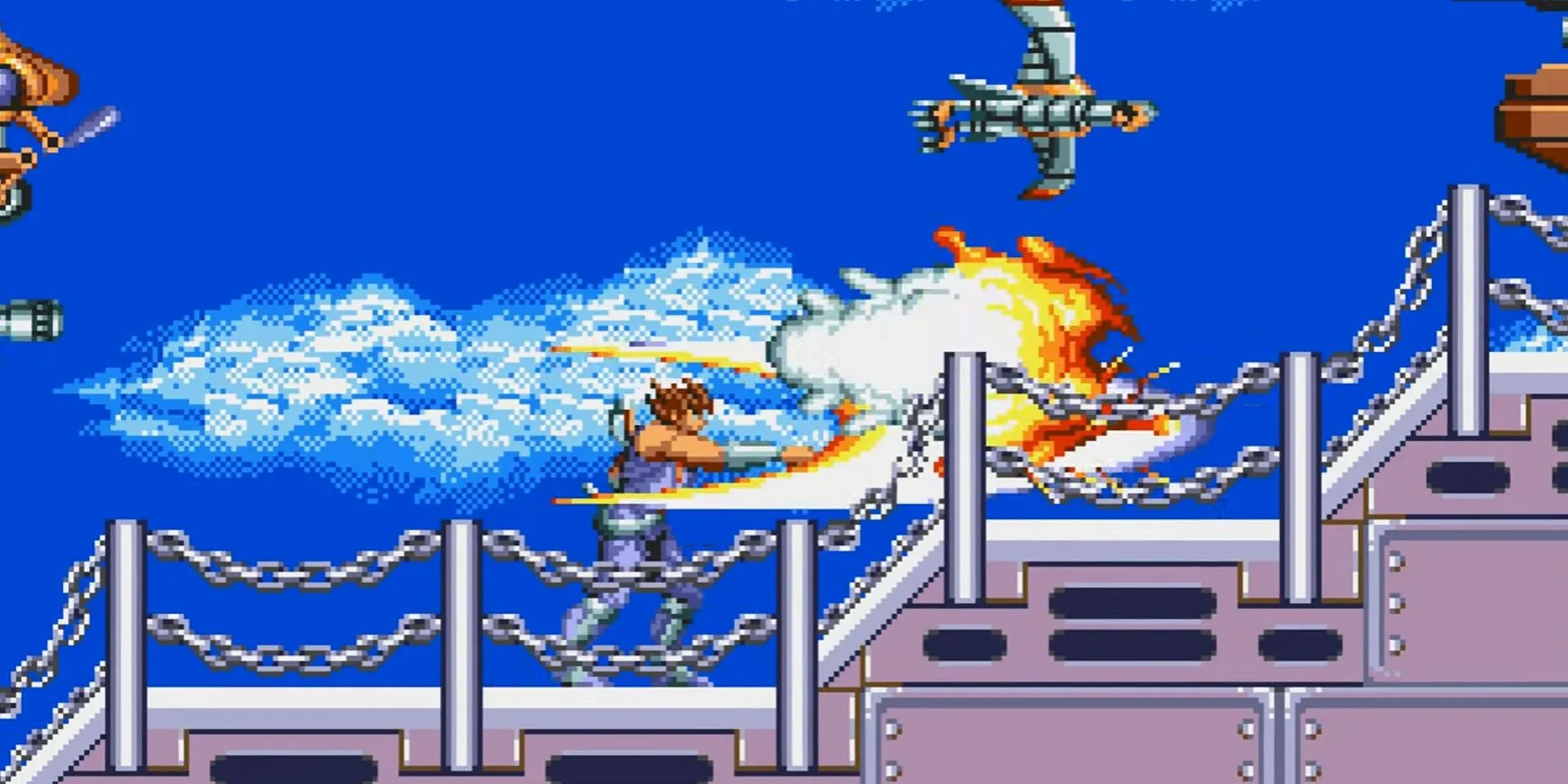 Strider Hiryu vung Cypher trong game Strider hành động