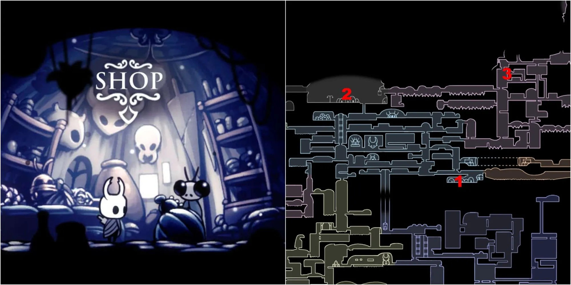 Thương nhân Sly tại Dirtmouth, nơi Kỵ Sĩ có thể mua 4 Mảnh Mặt Nạ Hollow Knight quý giá.