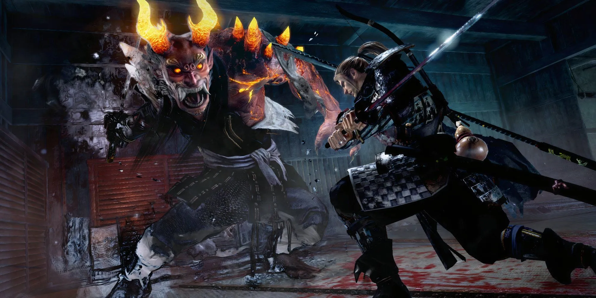 William chiến đấu với Yokai boss trong thế giới Nioh khắc nghiệt