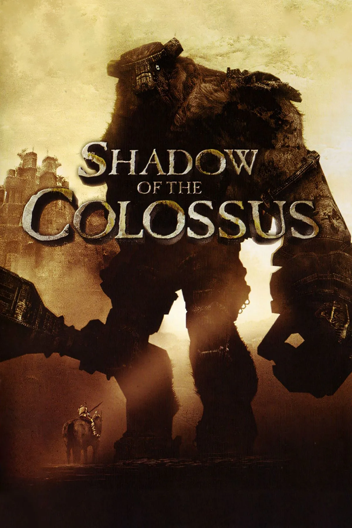 Ảnh bìa Shadow of the Colossus thể hiện không gian rộng lớn và Colossus
