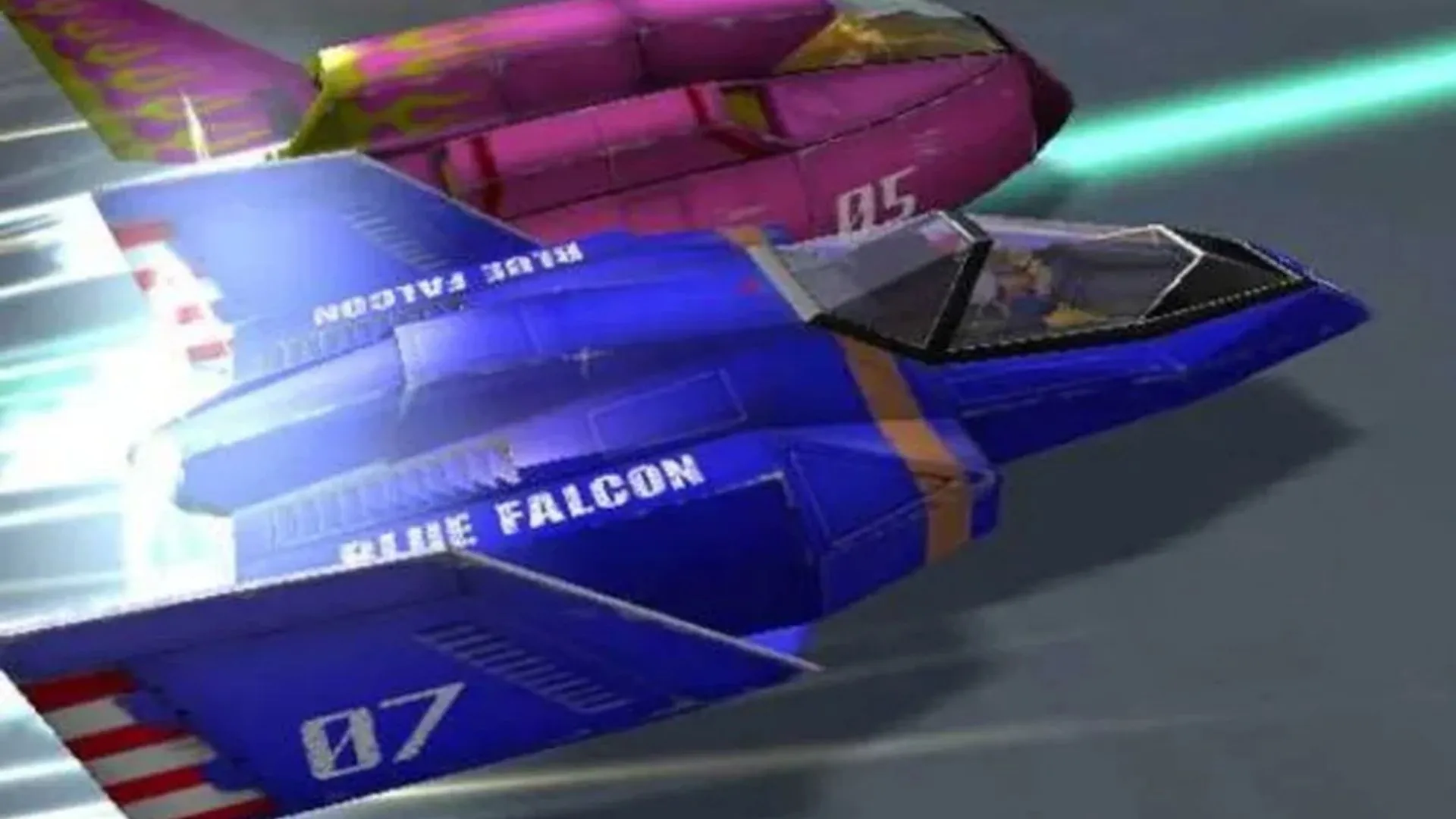 Ảnh chụp màn hình gameplay F‑Zero GX, thể hiện tốc độ và phong cách đồ họa của phiên bản GameCube