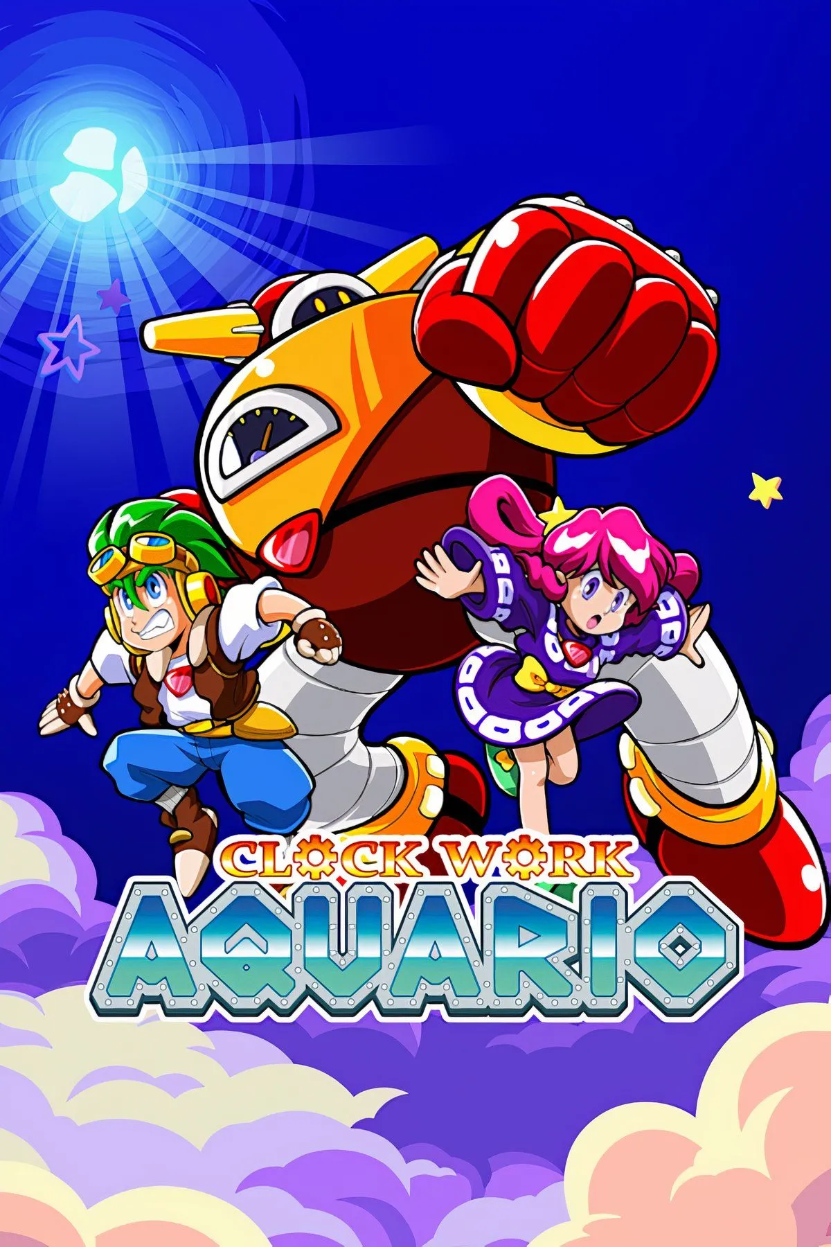 Artwork sắc màu của Clockwork Aquario, biểu tượng cho nền tảng 2D bị trì hoãn và hồi sinh sau nhiều năm