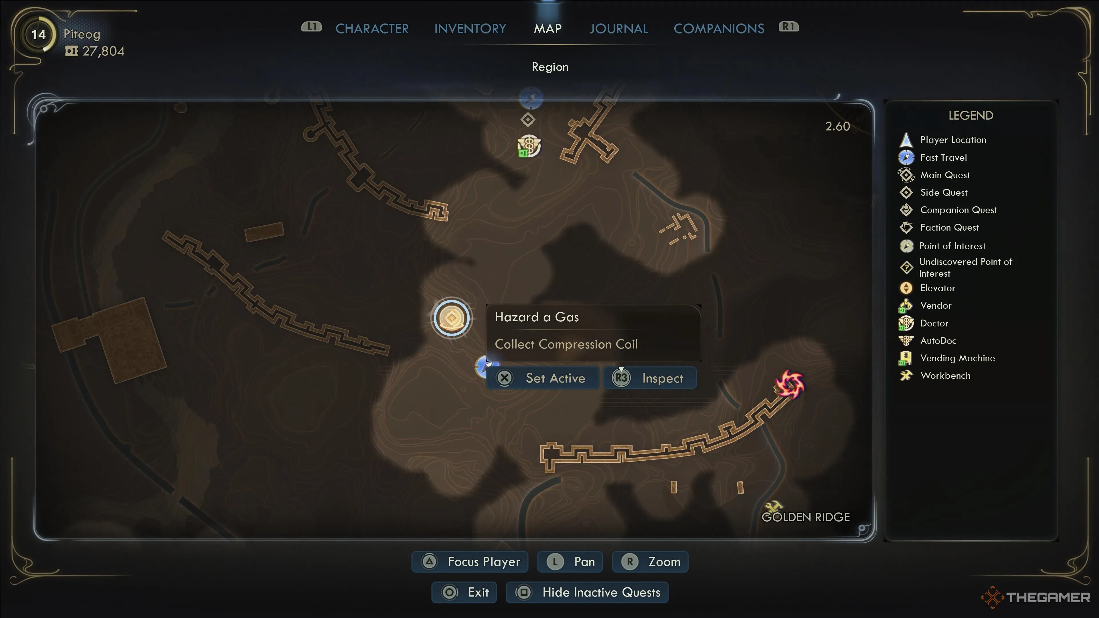 Bản đồ vị trí AutoDoc Compression Coil #6 cho khu vực phía nam Outpost Opportunity, lưu ý mìn và zyranium