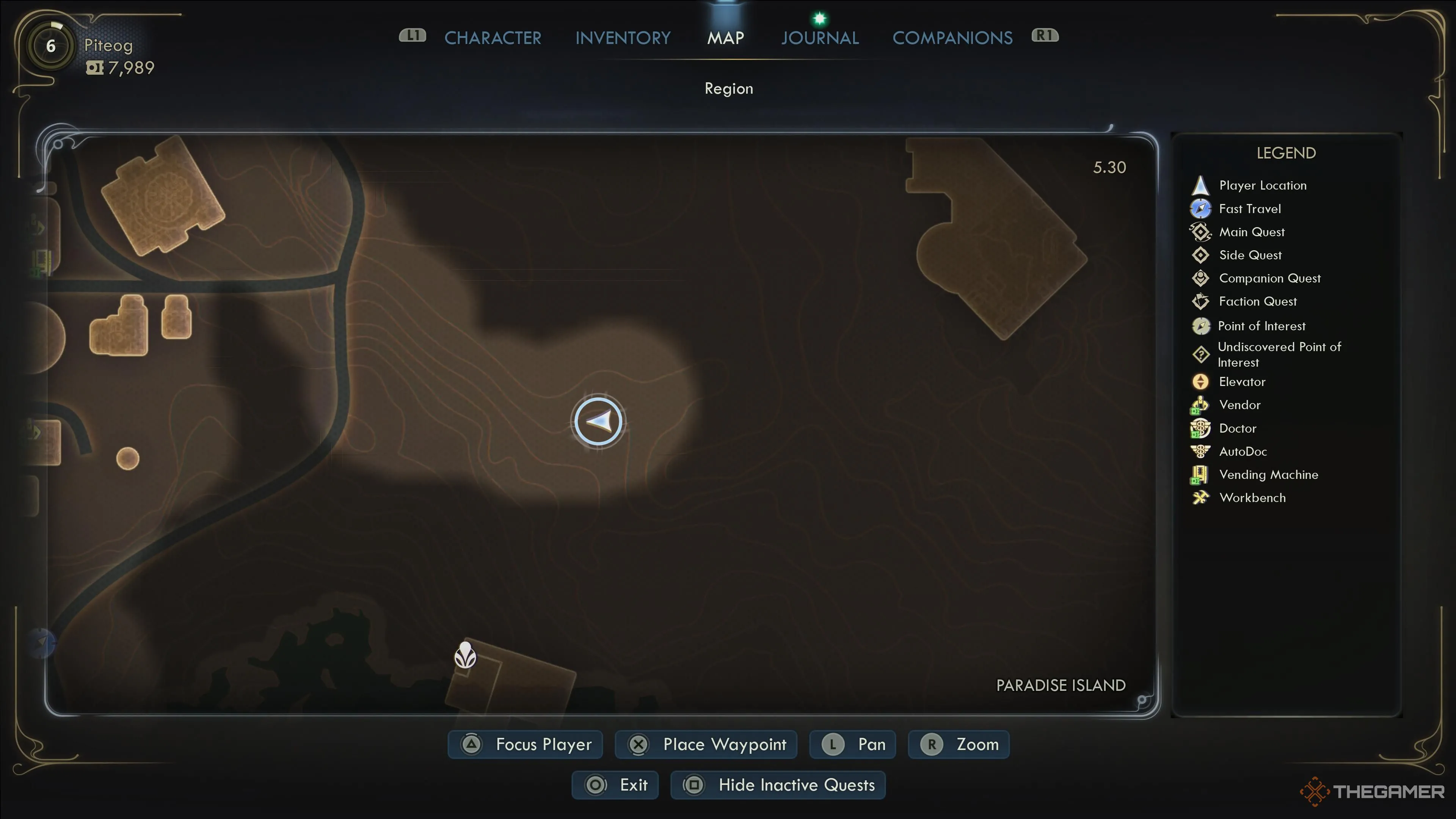 Bản đồ vị trí Betsy Szmuch và khu rừng trên Paradise Island trong The Outer Worlds 2