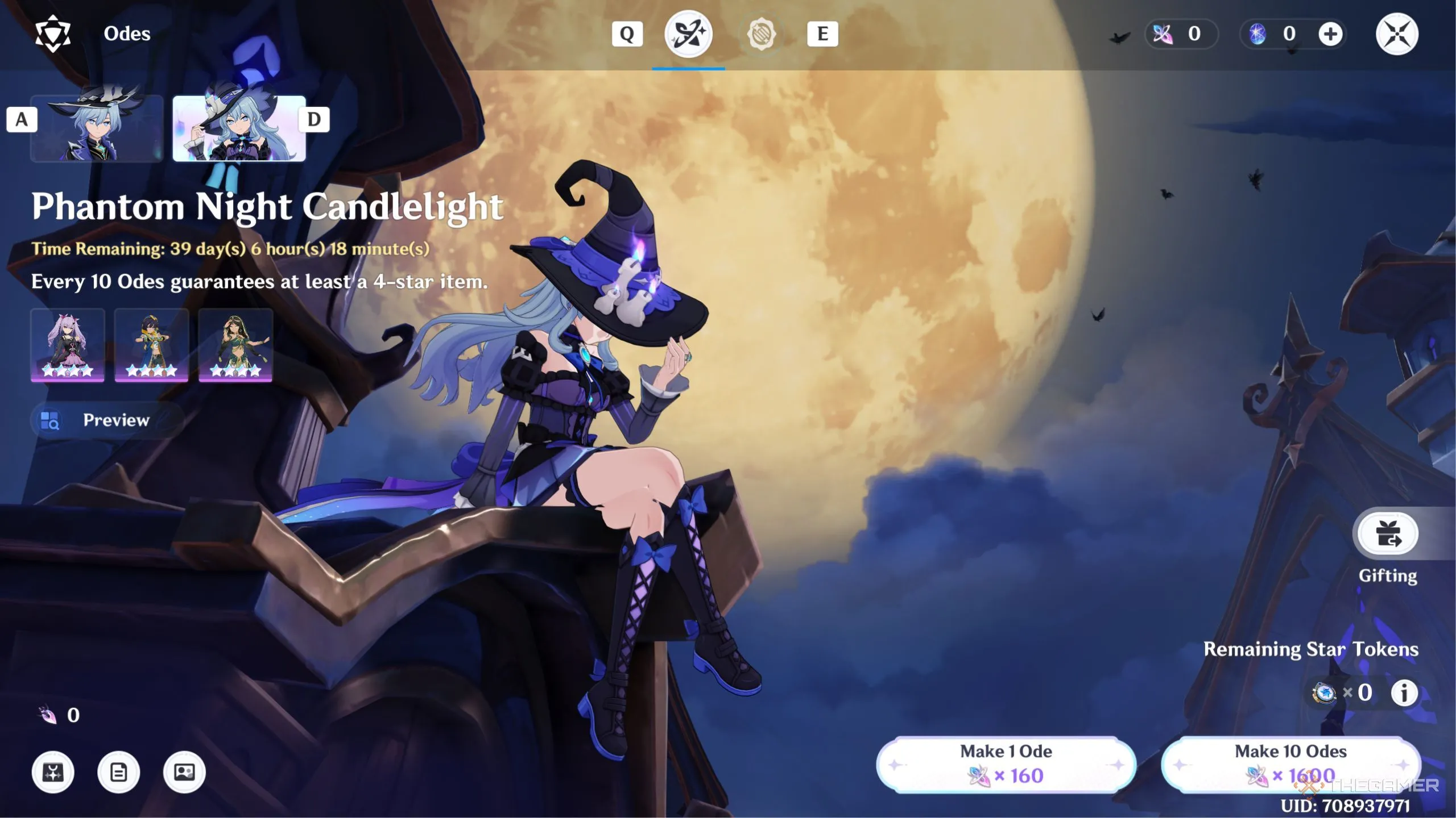 Banner Phantom Night Candlelight trong Miliastra Wonderland, nơi có thể gacha trang phục Manekin