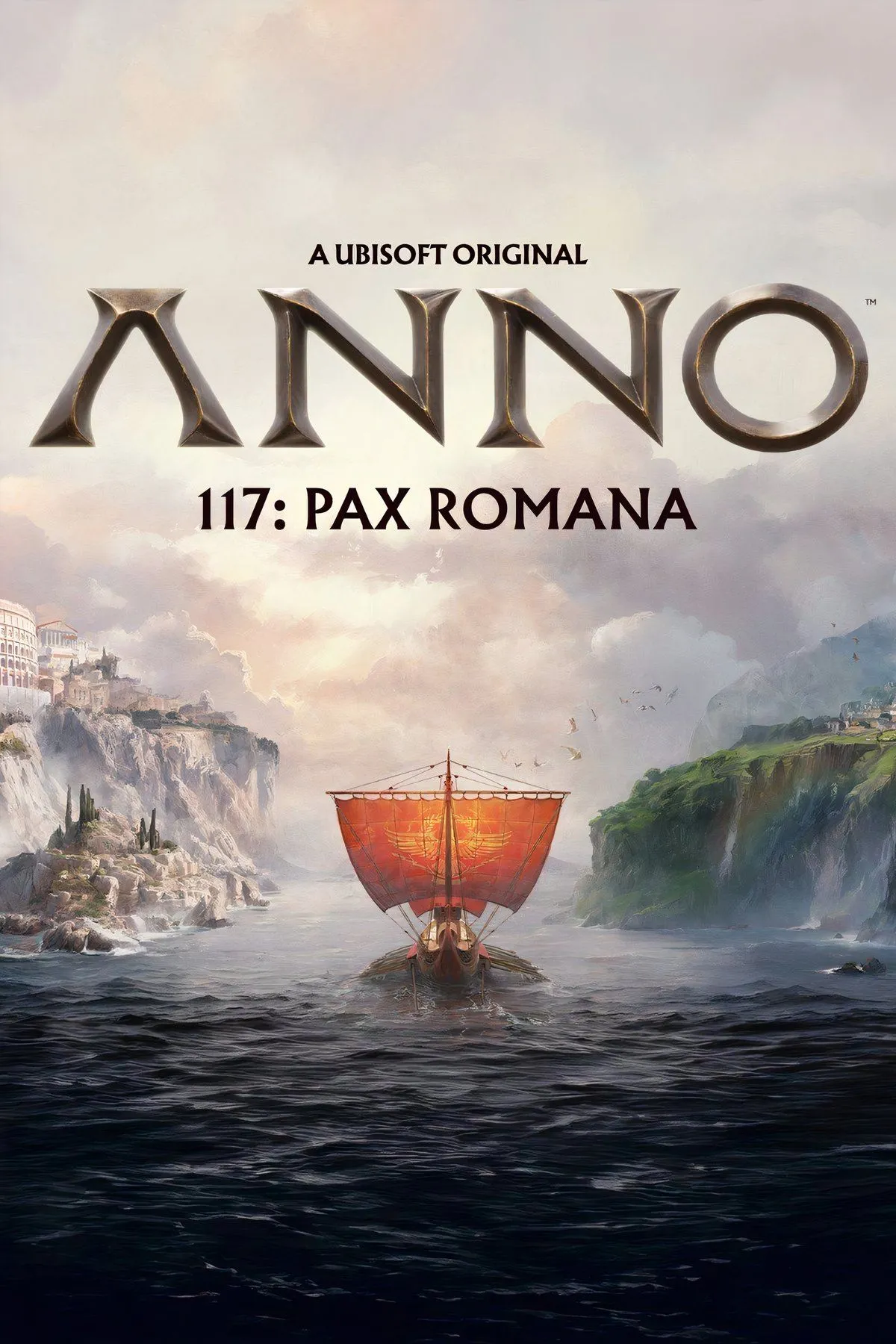 Bìa Anno 117 Pax Romana - cảnh xây dựng thành phố La Mã với biểu tượng chiến lược xây dựng