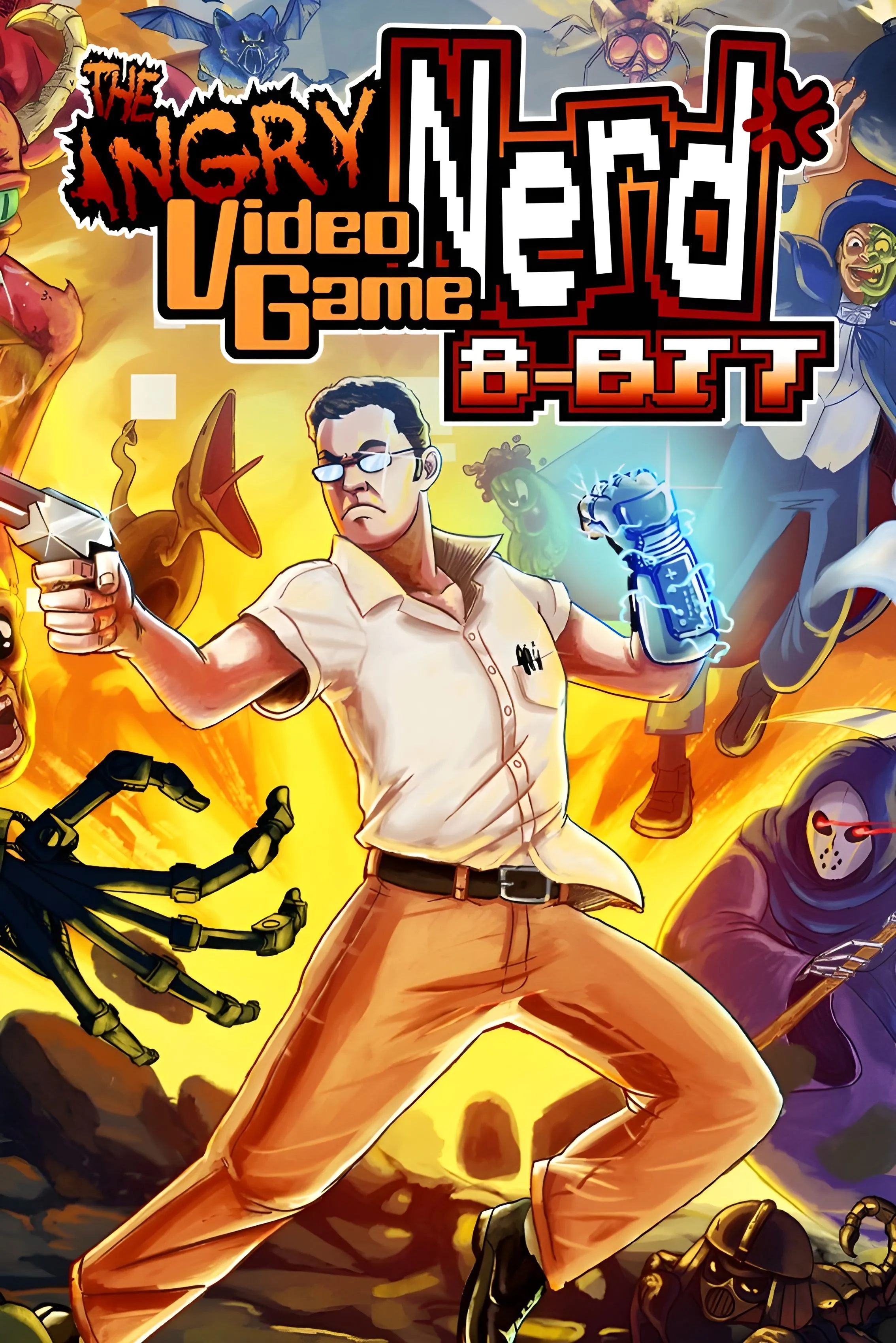 Bìa pixel của Angry Video Game Nerd 8-Bit với nhân vật chính trong phong cách 8-bit