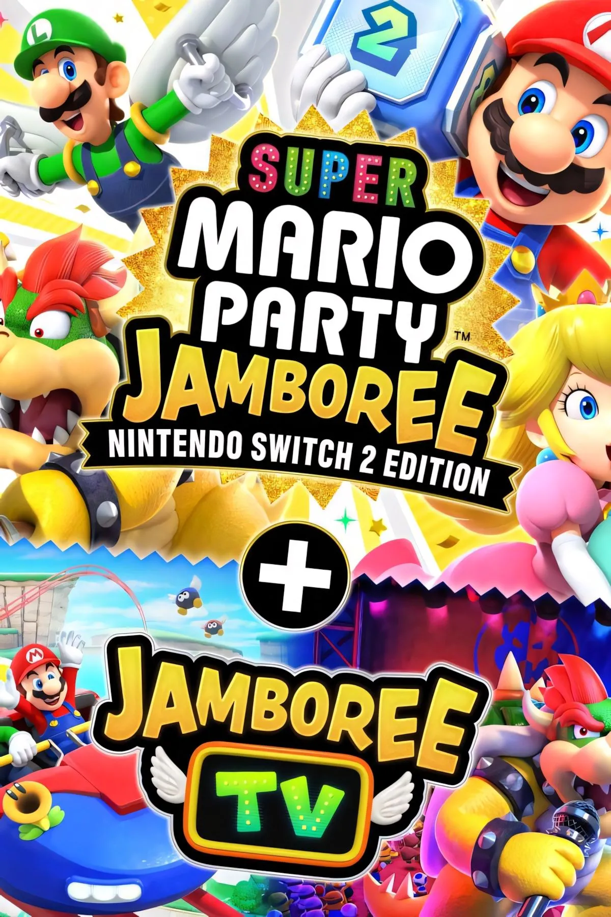 Bìa Super Mario Party Jamboree với hoạt động mini-game đa dạng và không khí đoàn tụ
