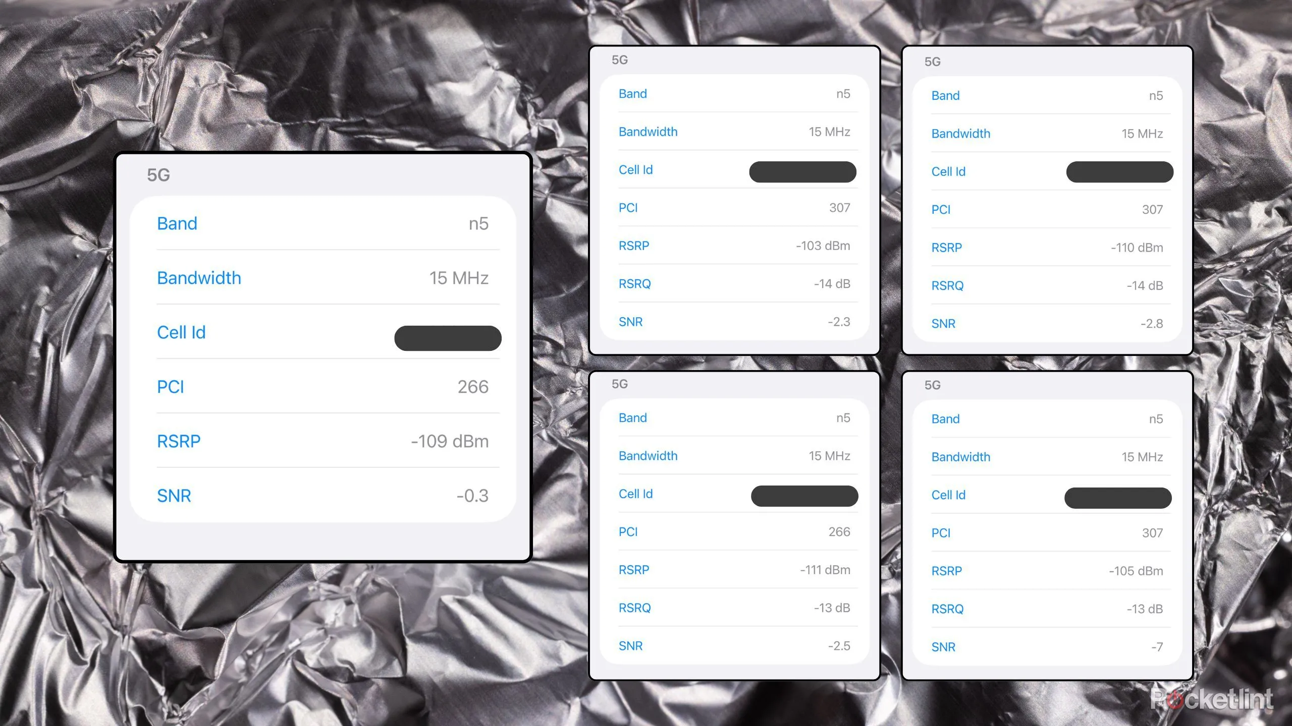 Các lần đọc Field Test Mode khác nhau cho thấy dao động khi thử trong cầu thang.