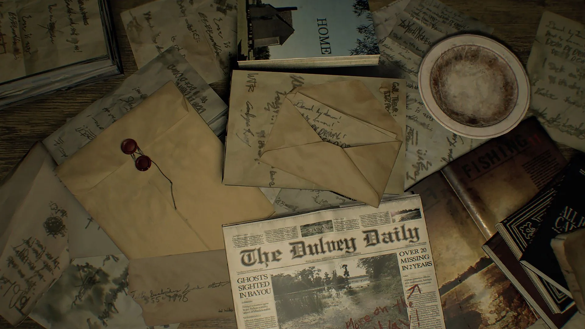 Các mảnh báo bằng giấy và bức thư trong Resident Evil 7 thể hiện bối cảnh gia đình Baker