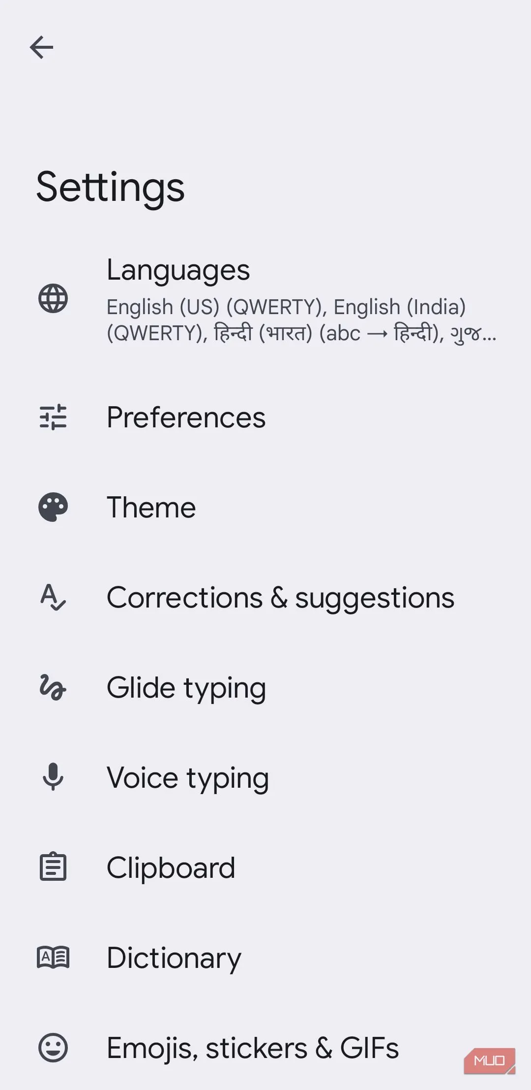Cài đặt Gboard trên Android cho phép bật/tắt Auto-correct và gợi ý từ tiếp theo