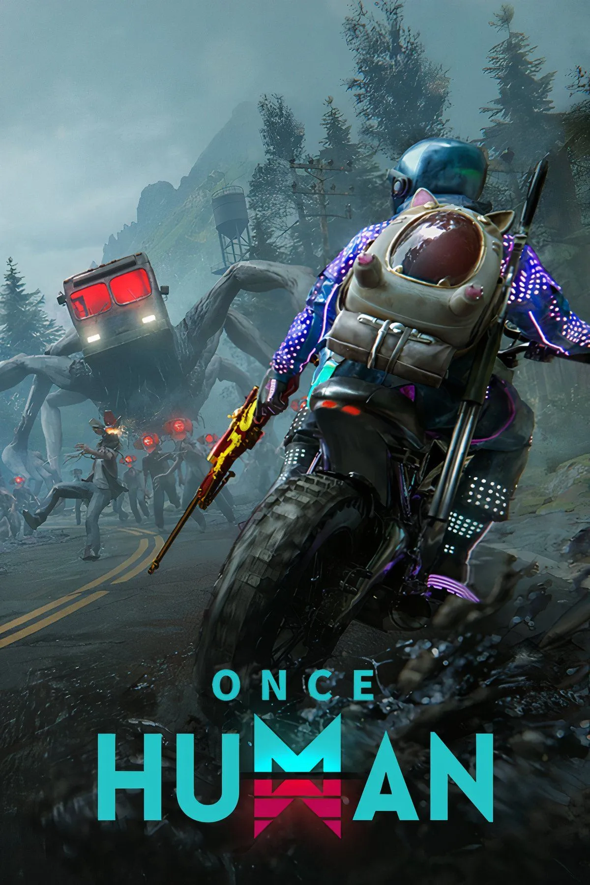 Cảnh Once Human với môi trường ô nhiễm, sinh vật biến dị và người chơi dựng căn cứ